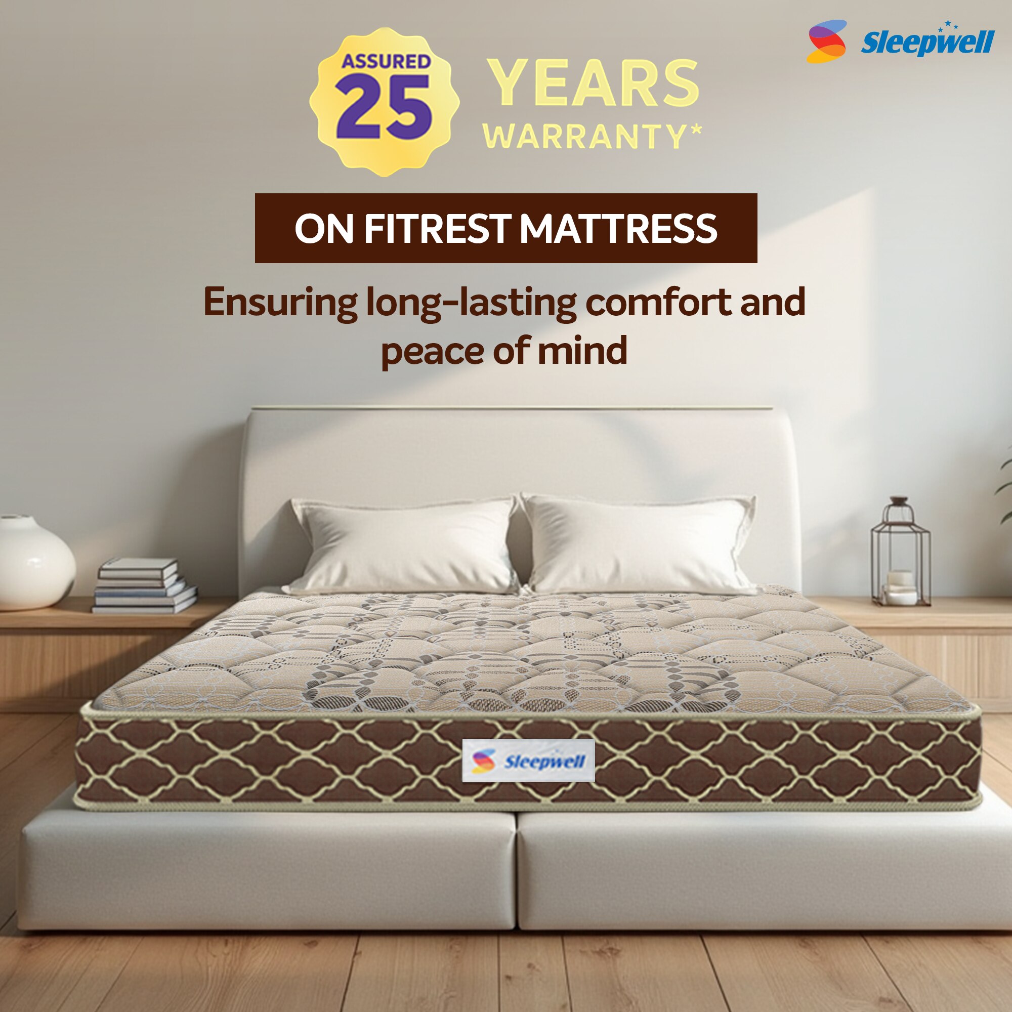 Sleepwell Pro Fitrest, Medium Firm 5 inch Single High Resilience (HR) Foam Mattress (L x W: 72 inch x 35 inch)