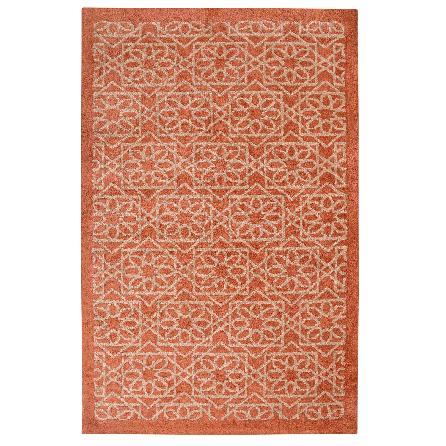 Multicolor Geometric Machine Made Polyester 4 X 6 Feet Carpet