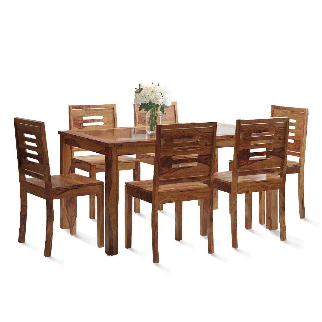 Floyd 6 Seater Dining Table Glass Top With Set Of 6 Capra Dining Chairs