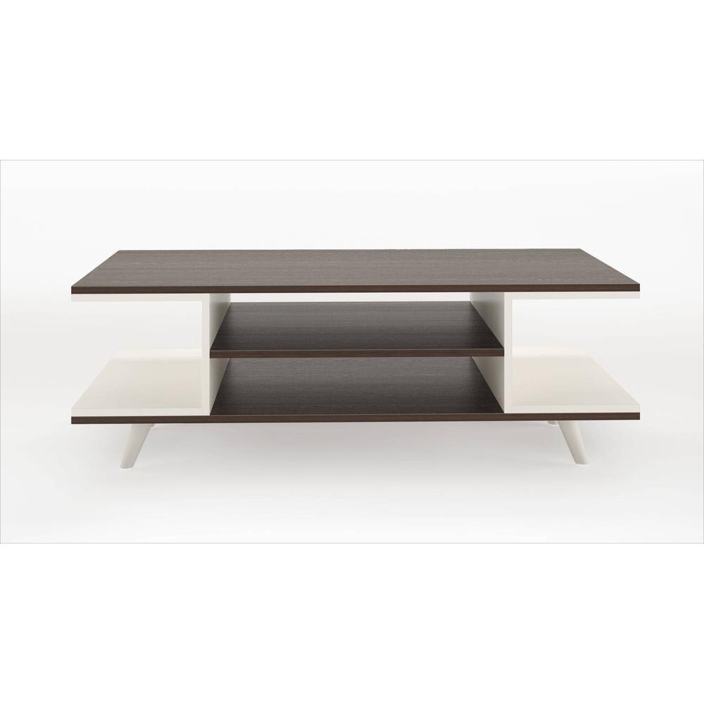 Anatdol Rectangular Engineered Wood Coffee Table In Wenge And White Finish
