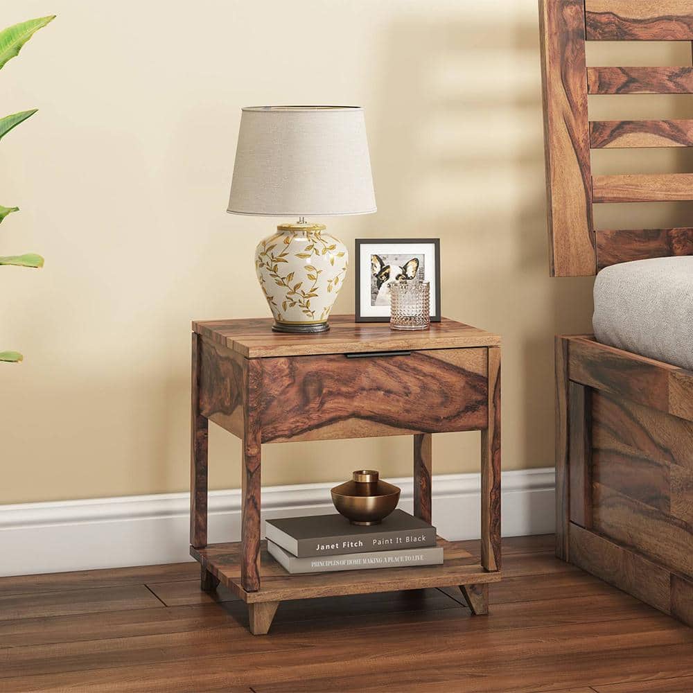 Capri Bedside Table Teak Finish