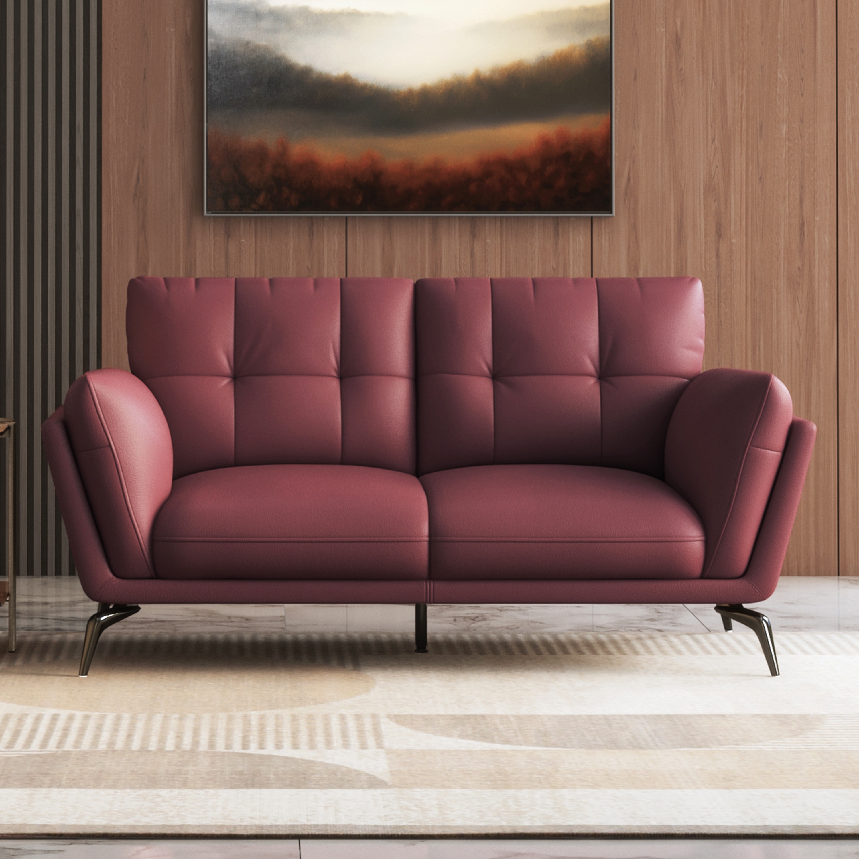 Vetra 2 Seater Leather Sofa In Wine Colour