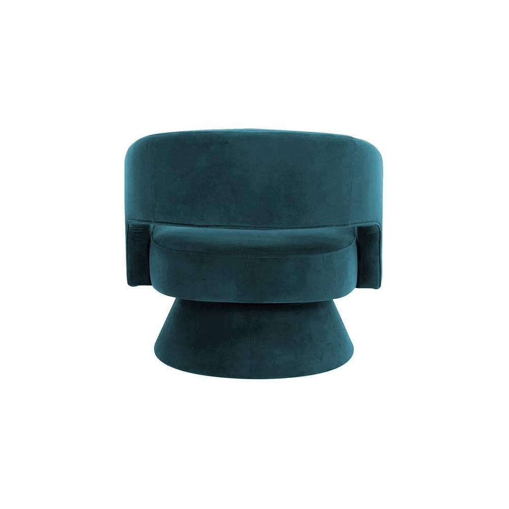 Aracell Swivel Solid Wood Round Chair in T Blue Colour
