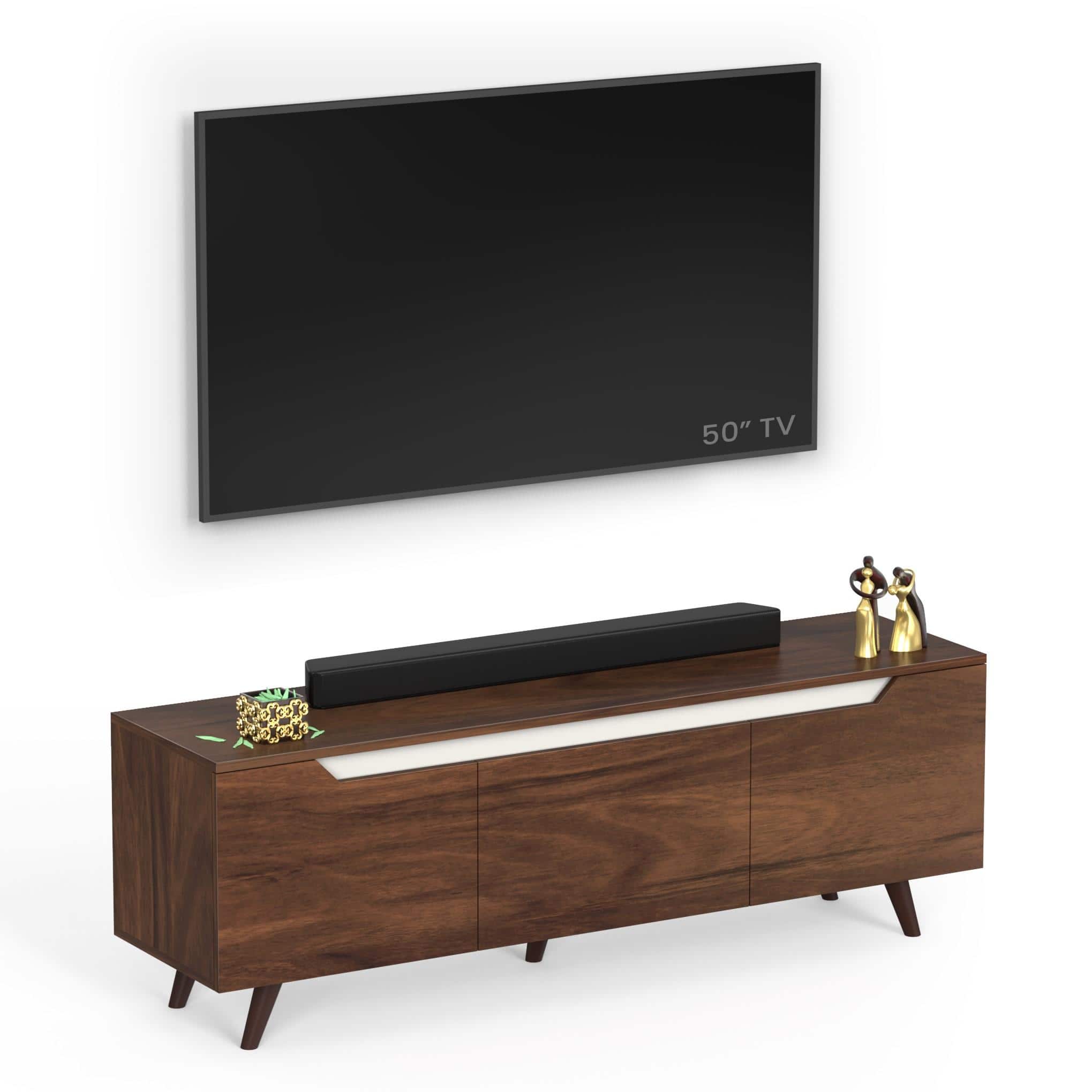 Blesky Mini Engineering Wood Floor Standing Tv Entertainment In Brown Maple Finish