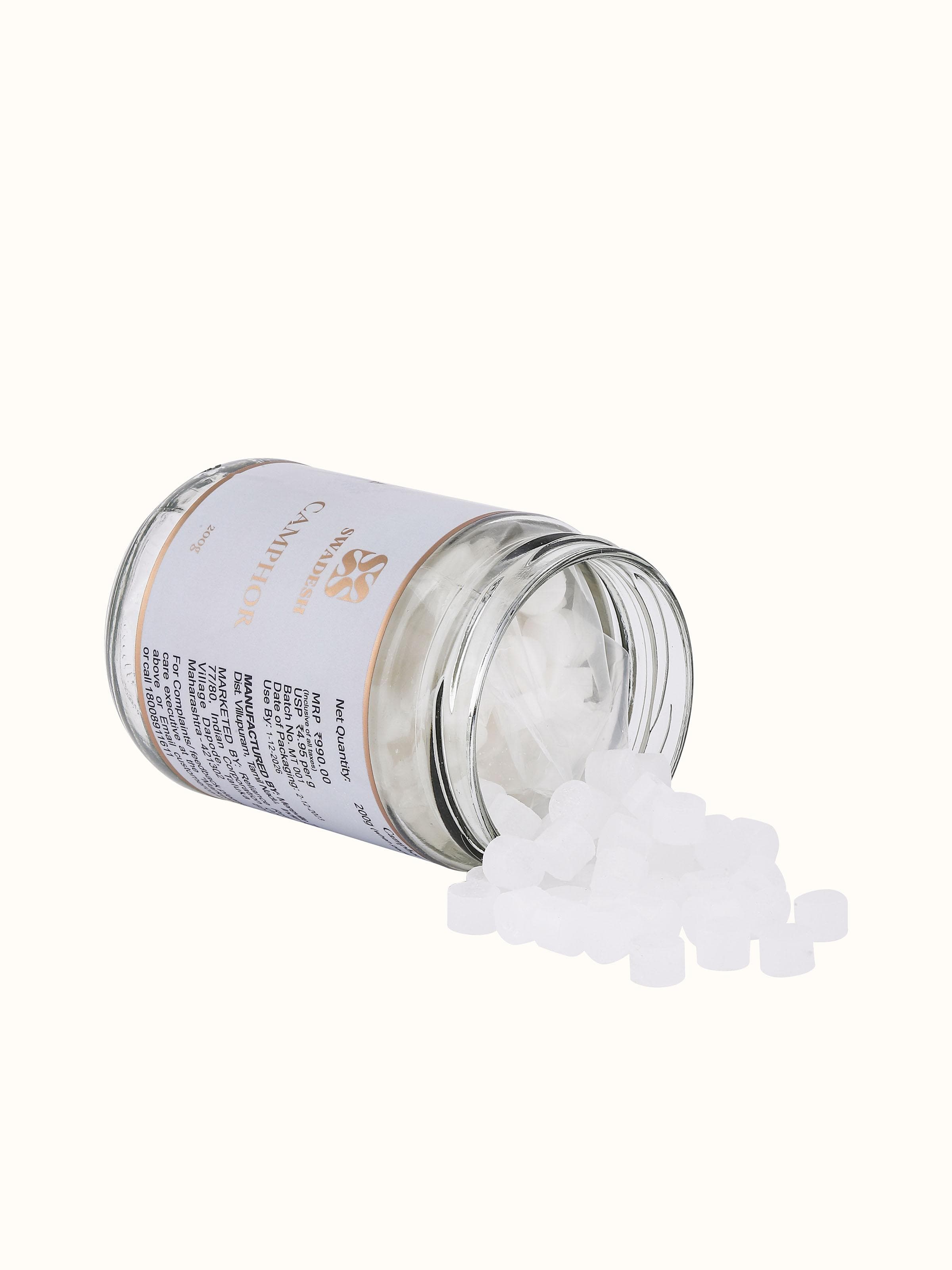 Detailed view of Camphor packaging showcasing the traditional utility and clean design