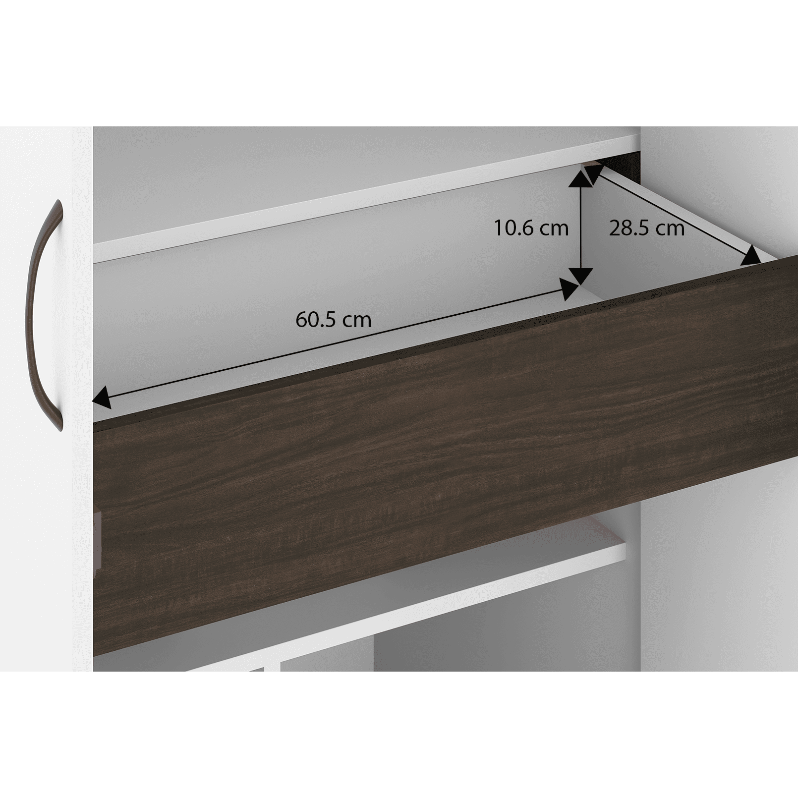 Riley Engineered Wood 2 Door Wardrobe in White Finish