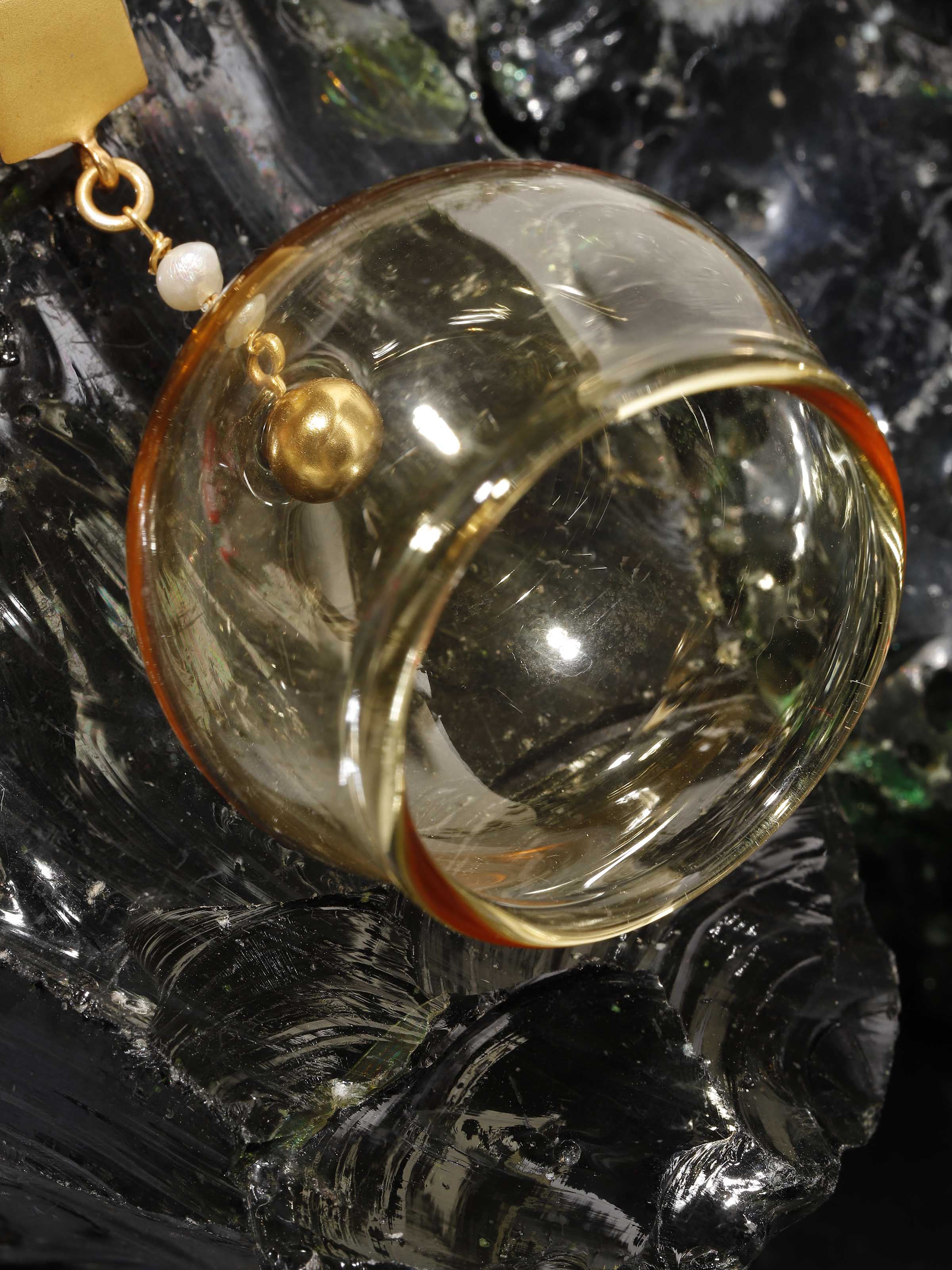 Silver Flame Glass Drop Earrings