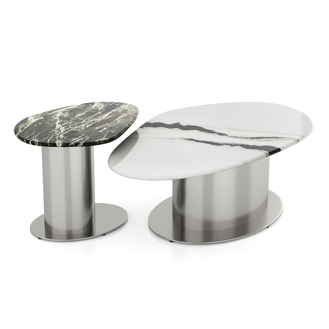 Oaklen Metal Coffee Table In Panda Black And White Marble And Chrome Base Finish