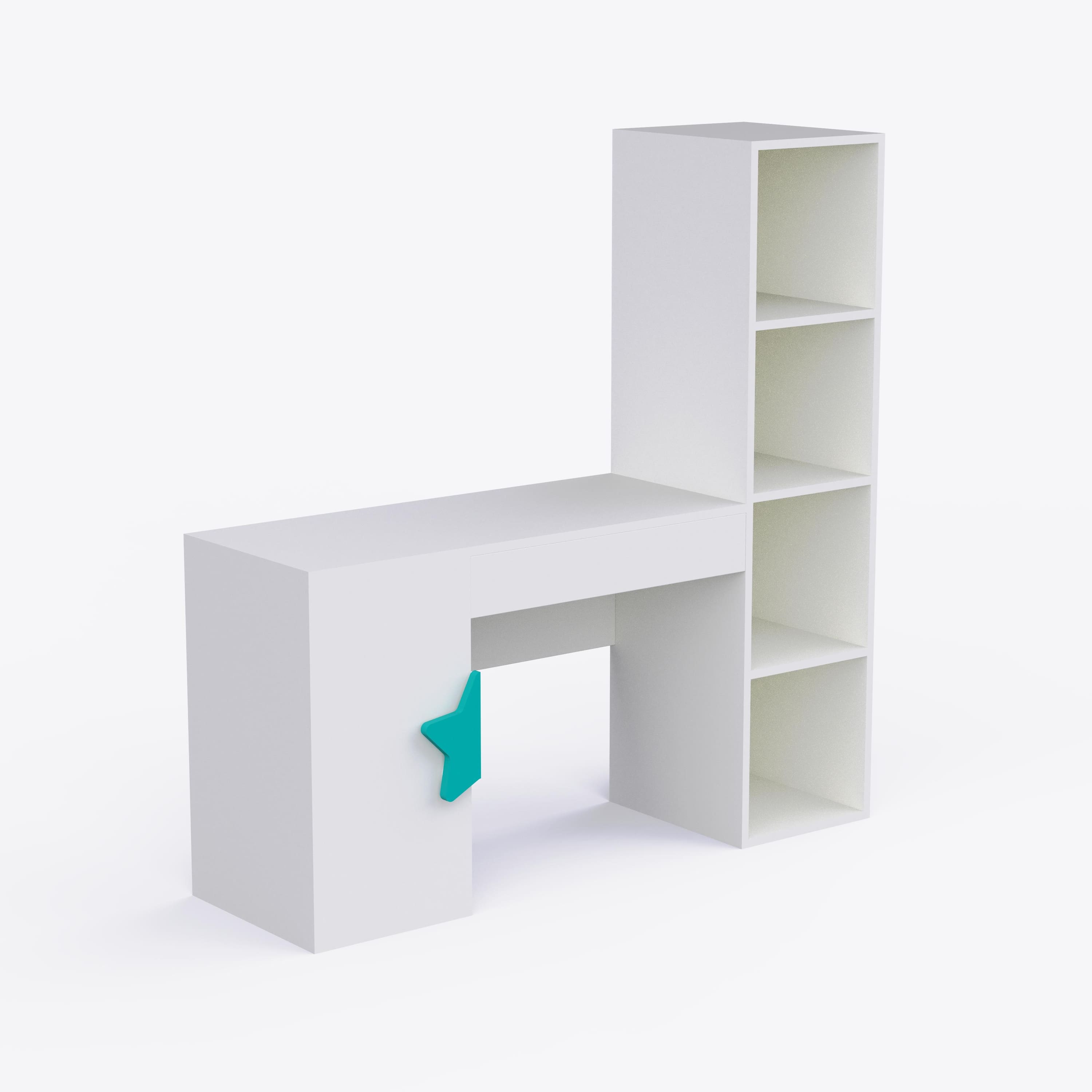 Joy Ride Study Table In White & Teal Colour