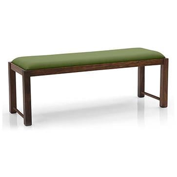 Oribi Dining Bench In Teak Finish With Avocado Green Fabric