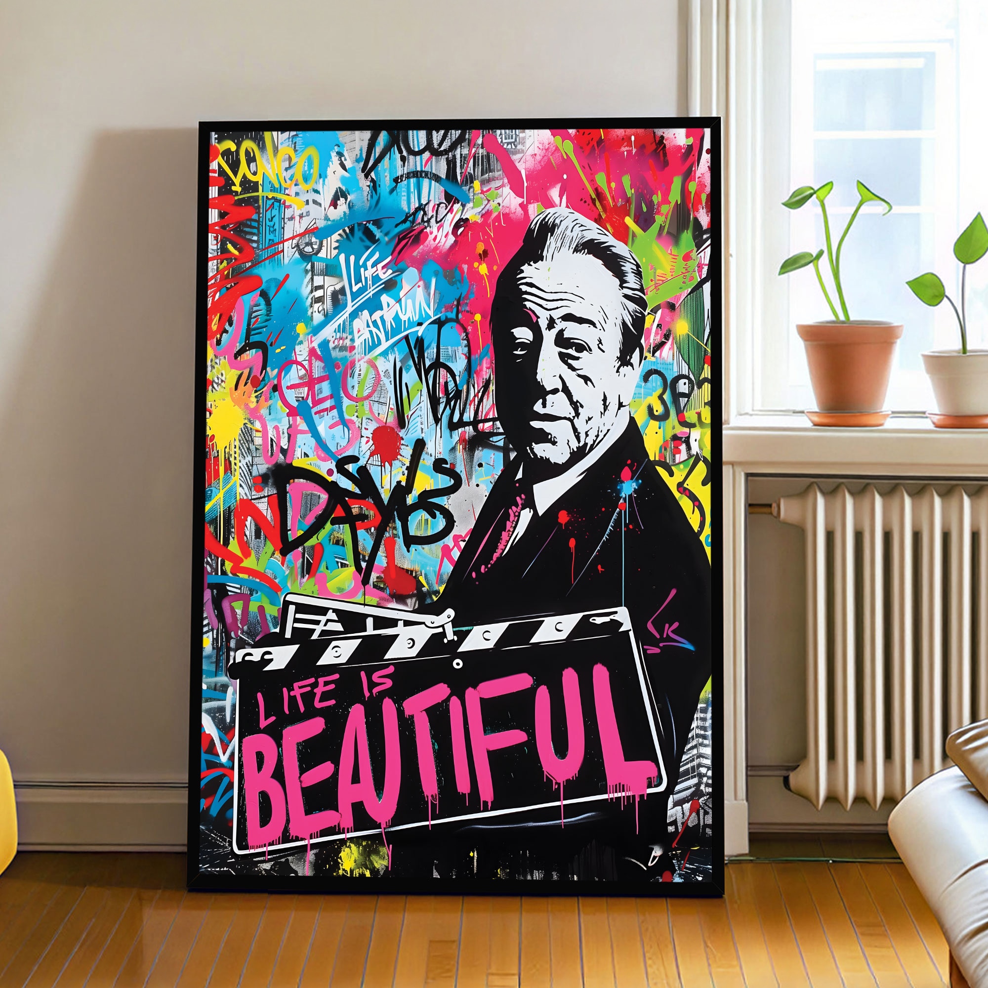 The Castle Decor Life Is Beautiful Pop Art Wall Art Framed Painting 20x30 Inch - The Castle Decor