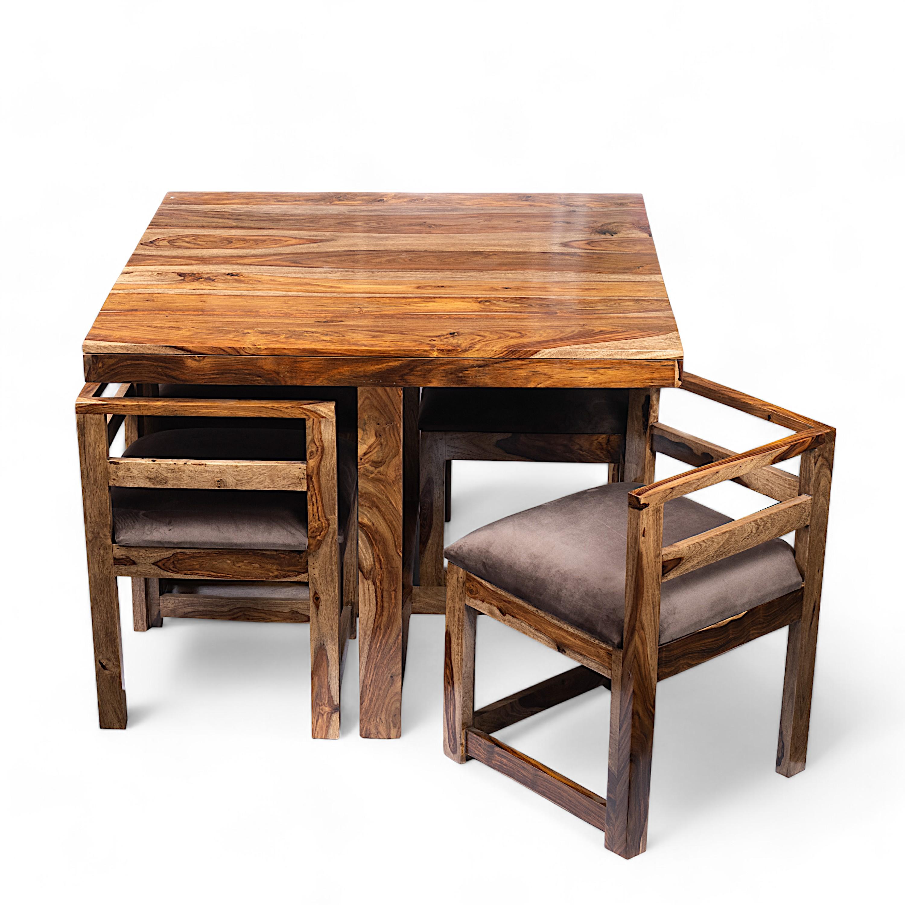 Kingston Sheesham Wood 4 seater Dining Table Set in Teak Finish