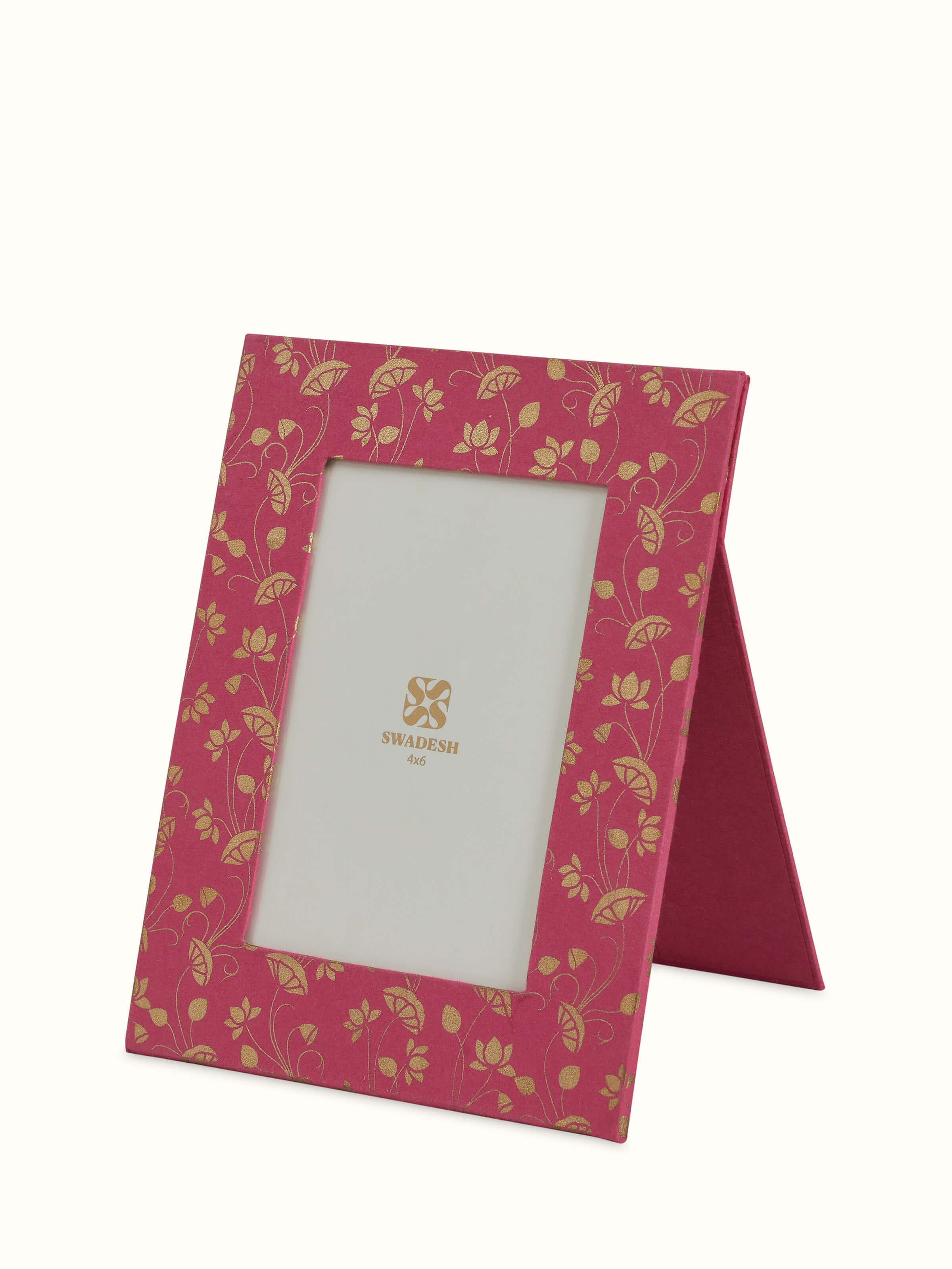 Decorative handmade paper photo frame – angled view