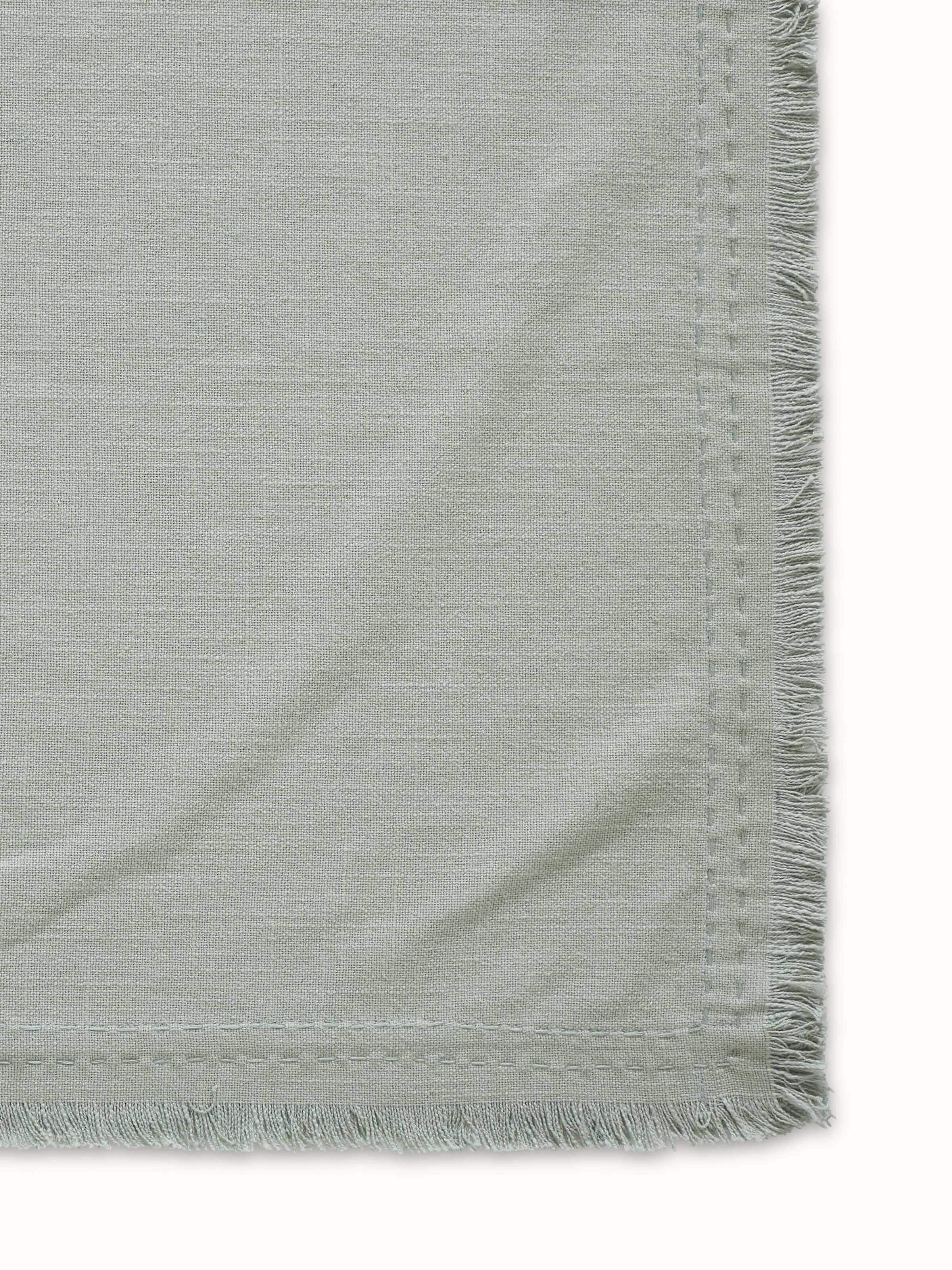 Nityam Light Green Cotton Slub Embroidered Table Cloth