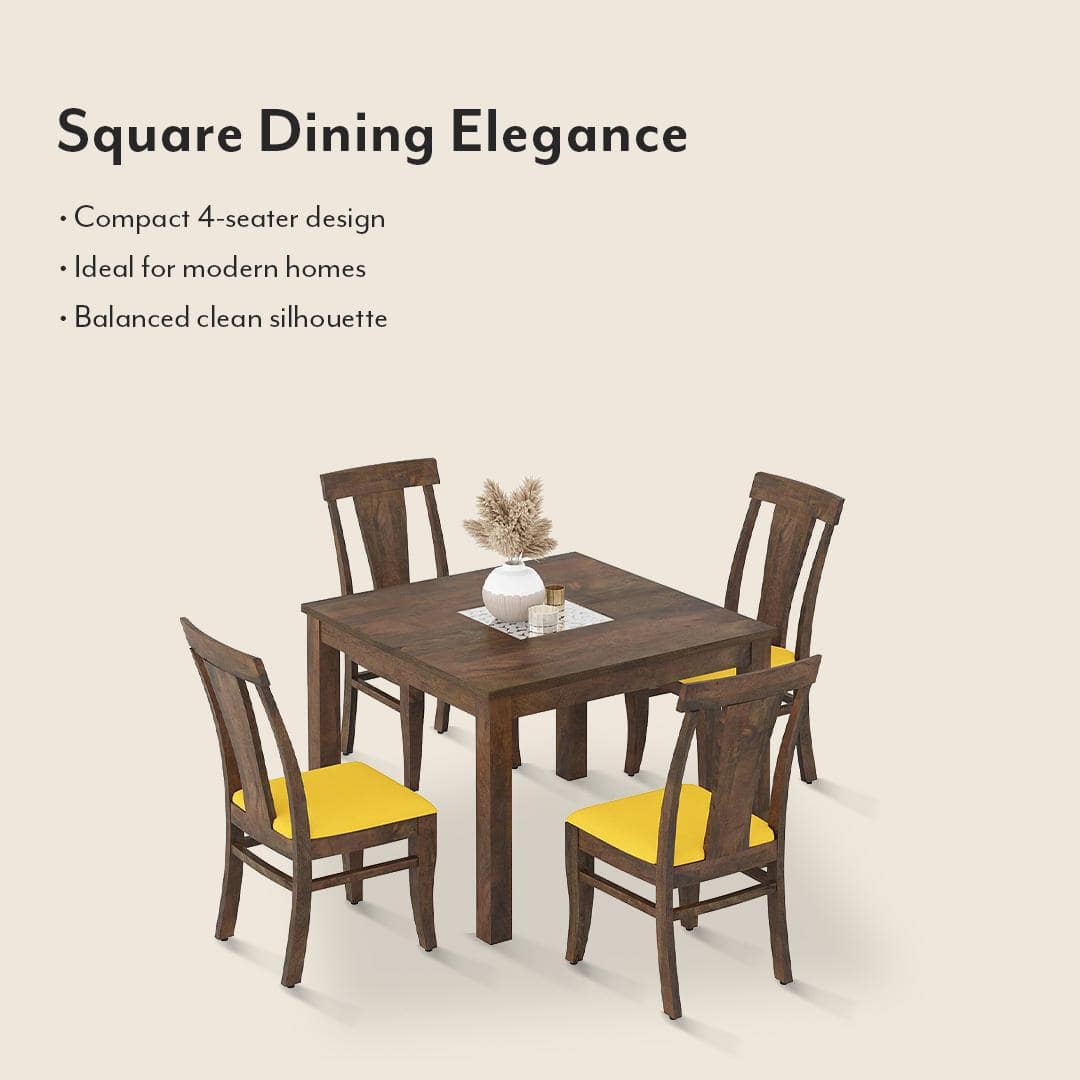 Brighton Square 4 Seater Dining Table With Fabio Dining Chair Set