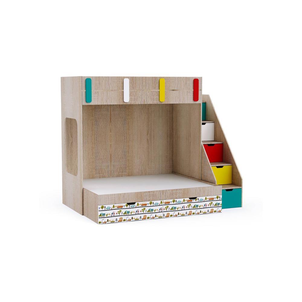Pattern Dreams Bunk Bed with Storage in Oak Colour BKBB020