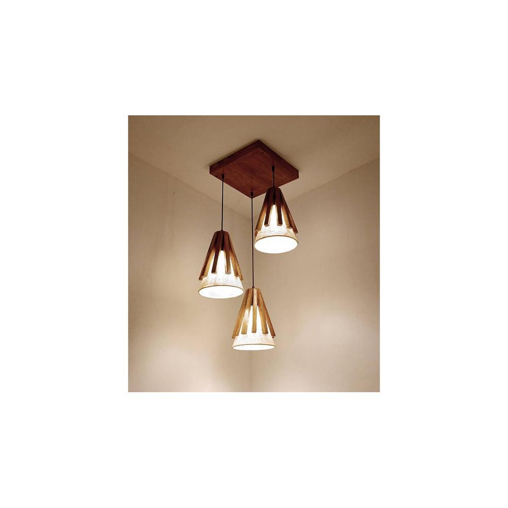 Flue Brown Solid Wood Cluster Hanging Light