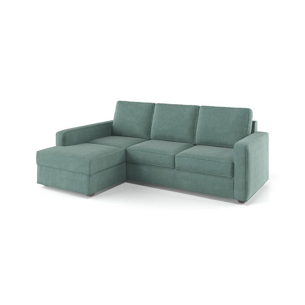Apollo Compact Sofa (Colour : Dusty Turquoise Velvet, Cushion : Hard, Back Type : Regular, Seating Capacity : Left Aligned 2 Seater + Left Aligned Chaise)