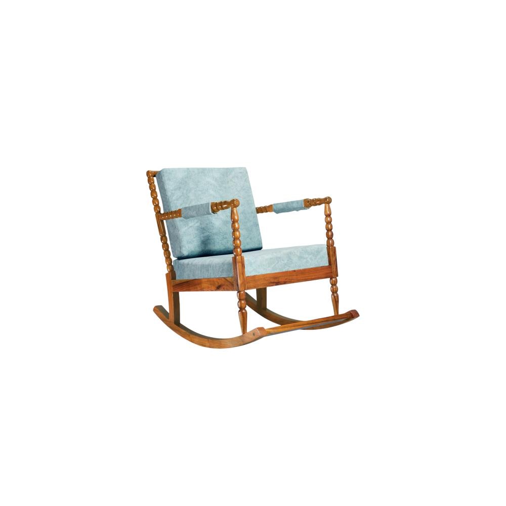 Lojios Solid Wood Lounge Chair In Blue Colour