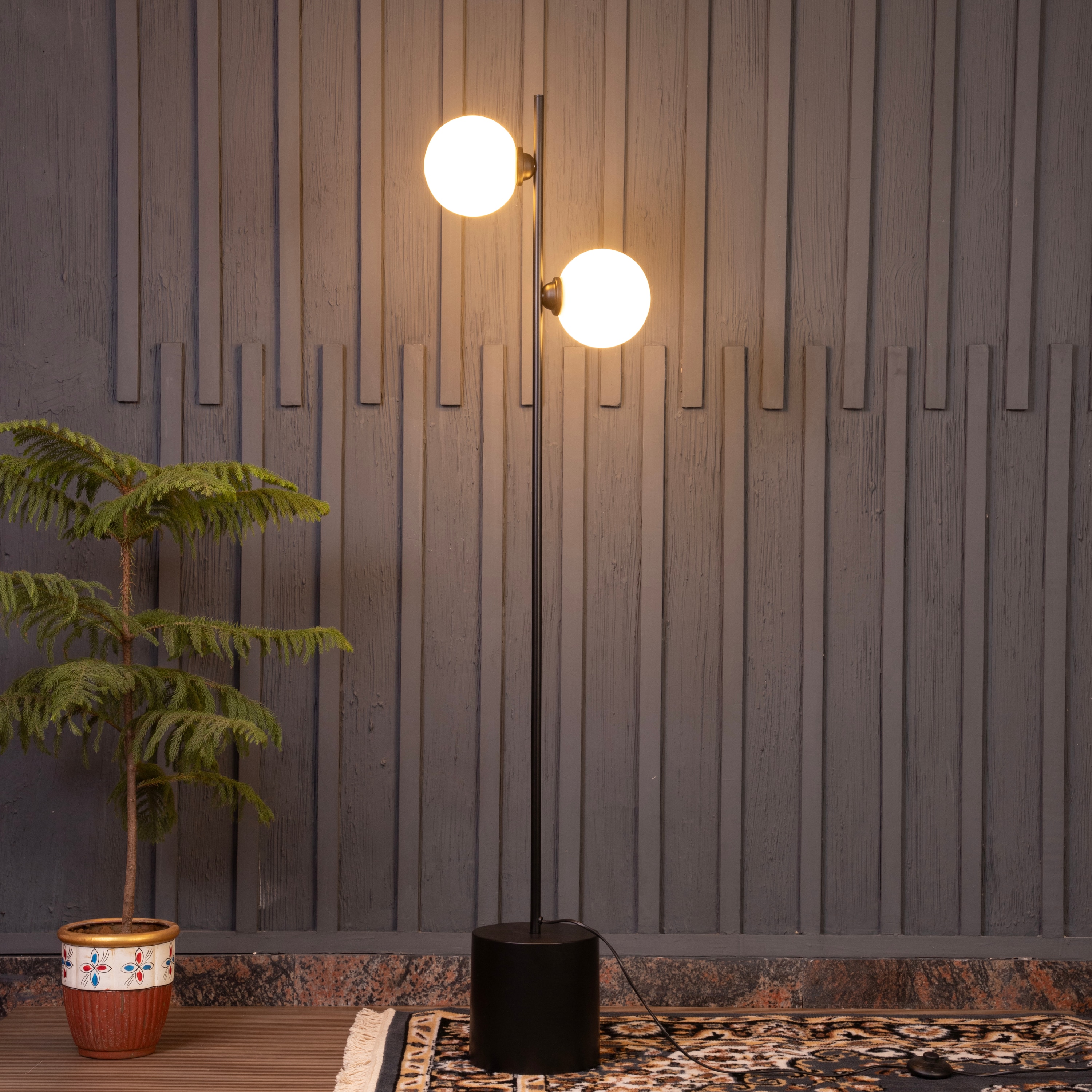 Eclipse 2 Glass Ball Floor Lamp By Shoppeefry - Shoppeefry