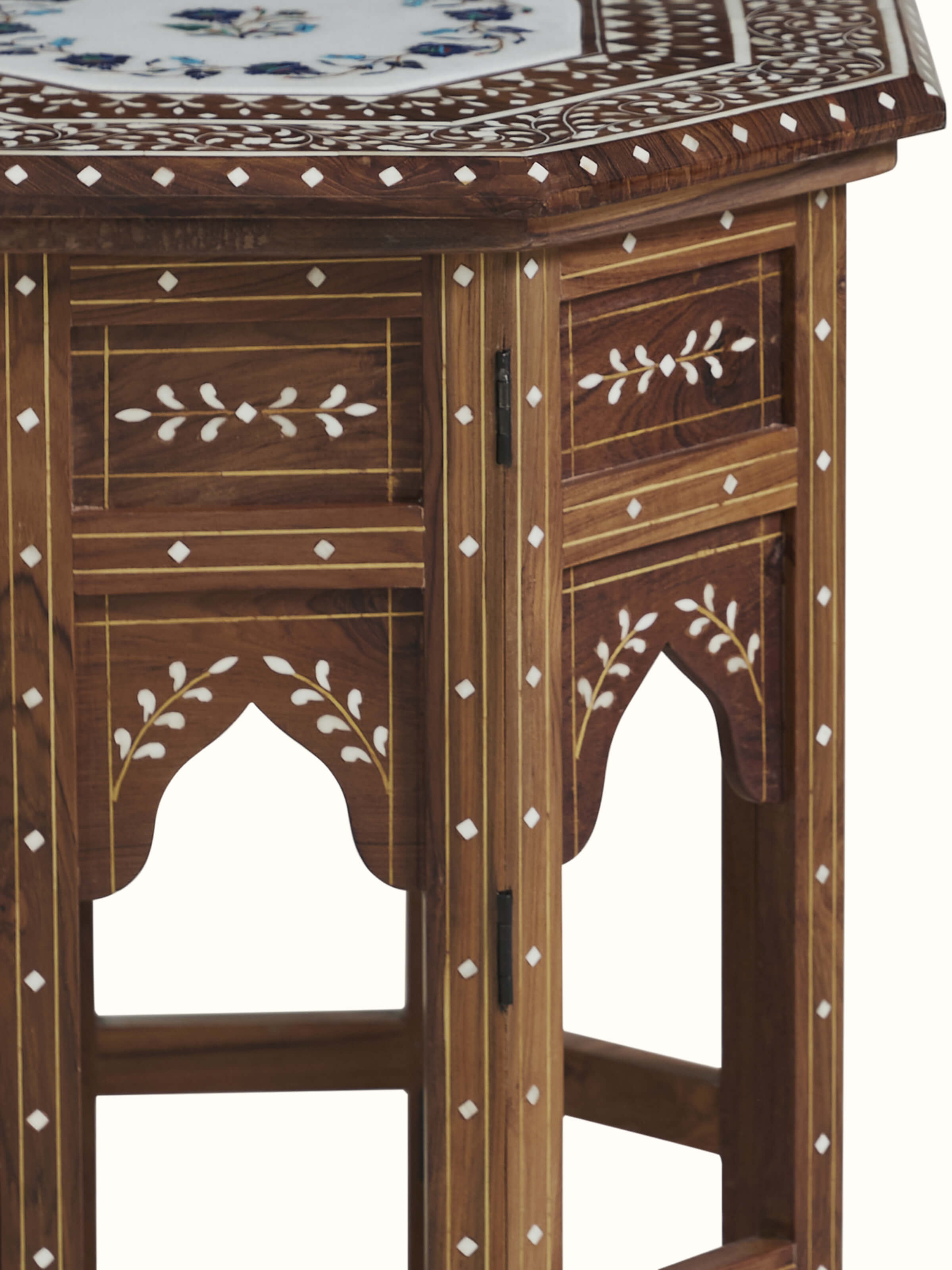 Detail shot of Pacchikari Teak Wood End & Side Table