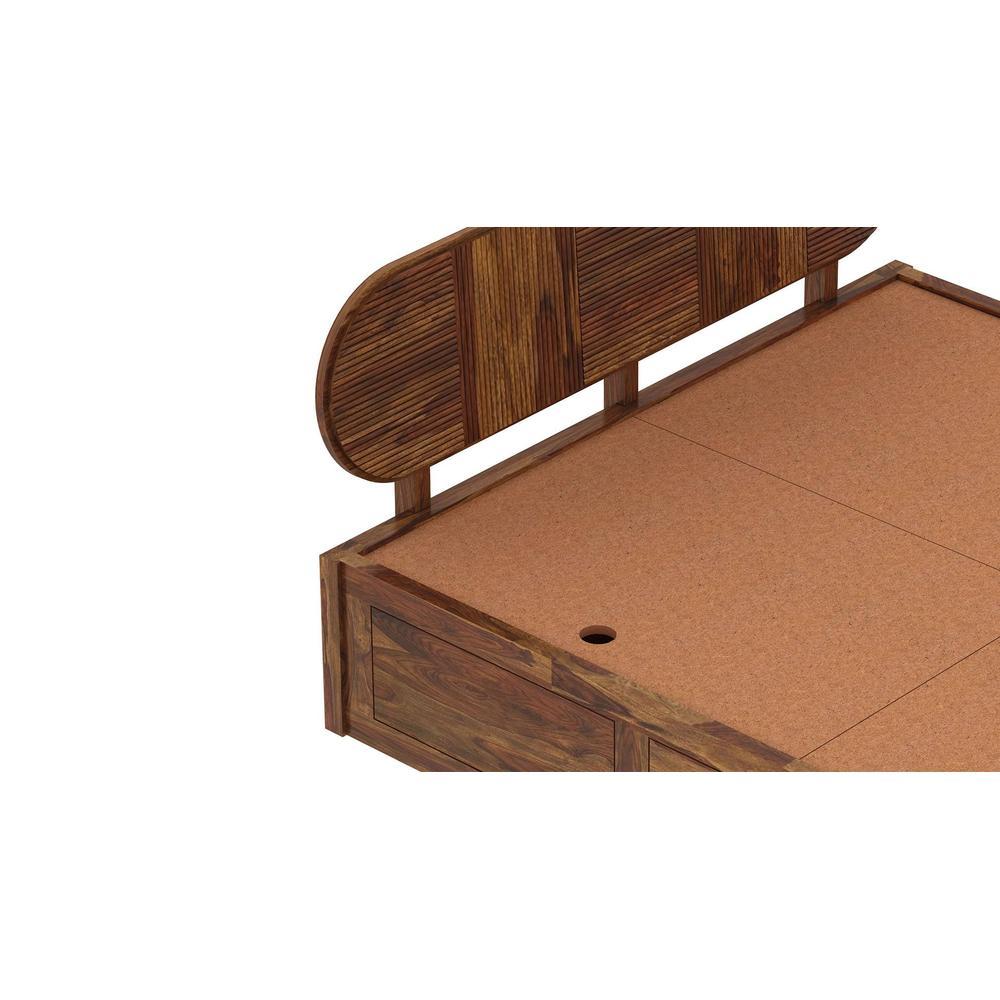 Woodwhiz Solid Wood Queen Bed With Drawer Storage In Provincial Teak Finish