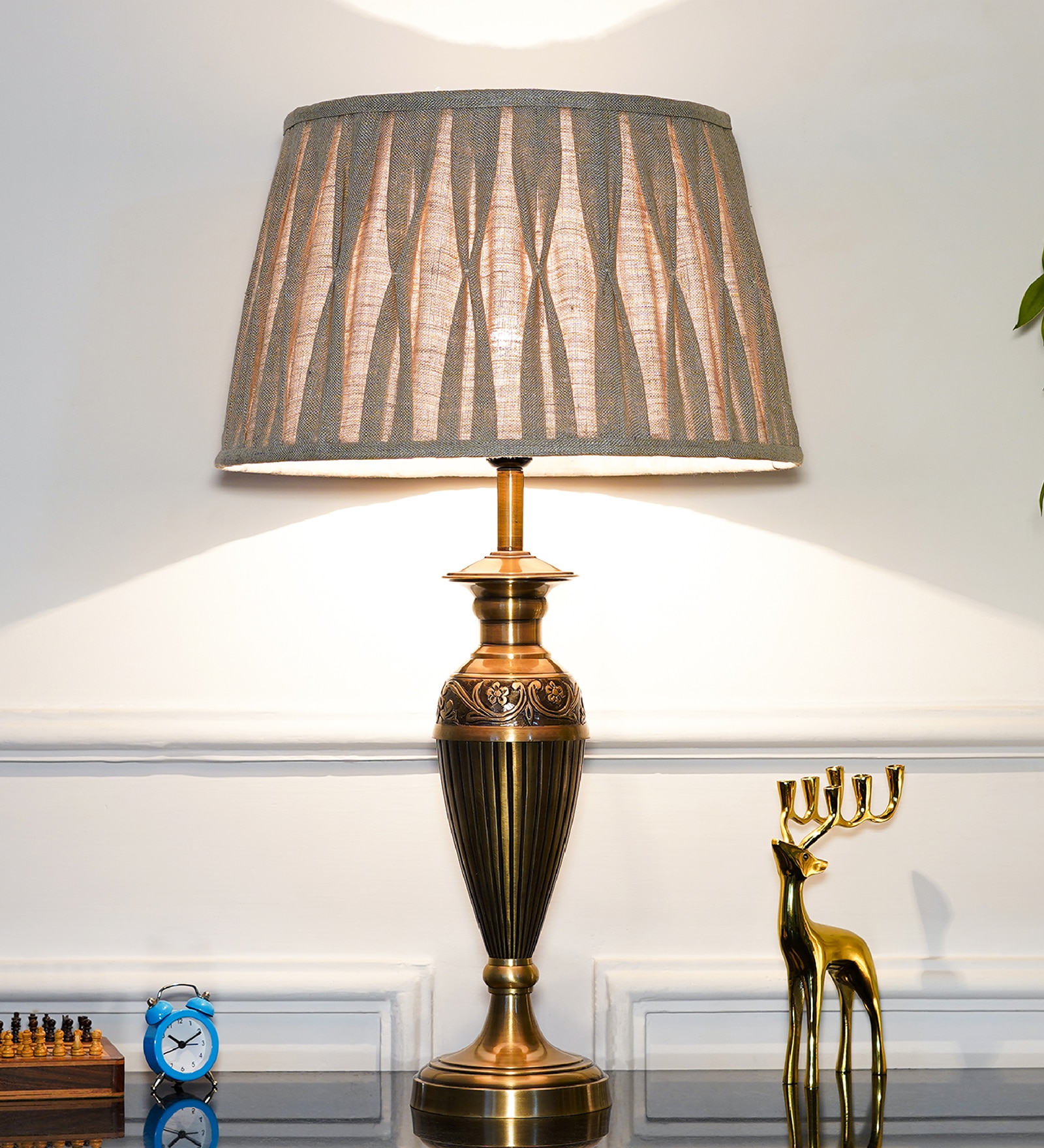 Ingleby Aluminium Table Lamp With Black Cotton Shade