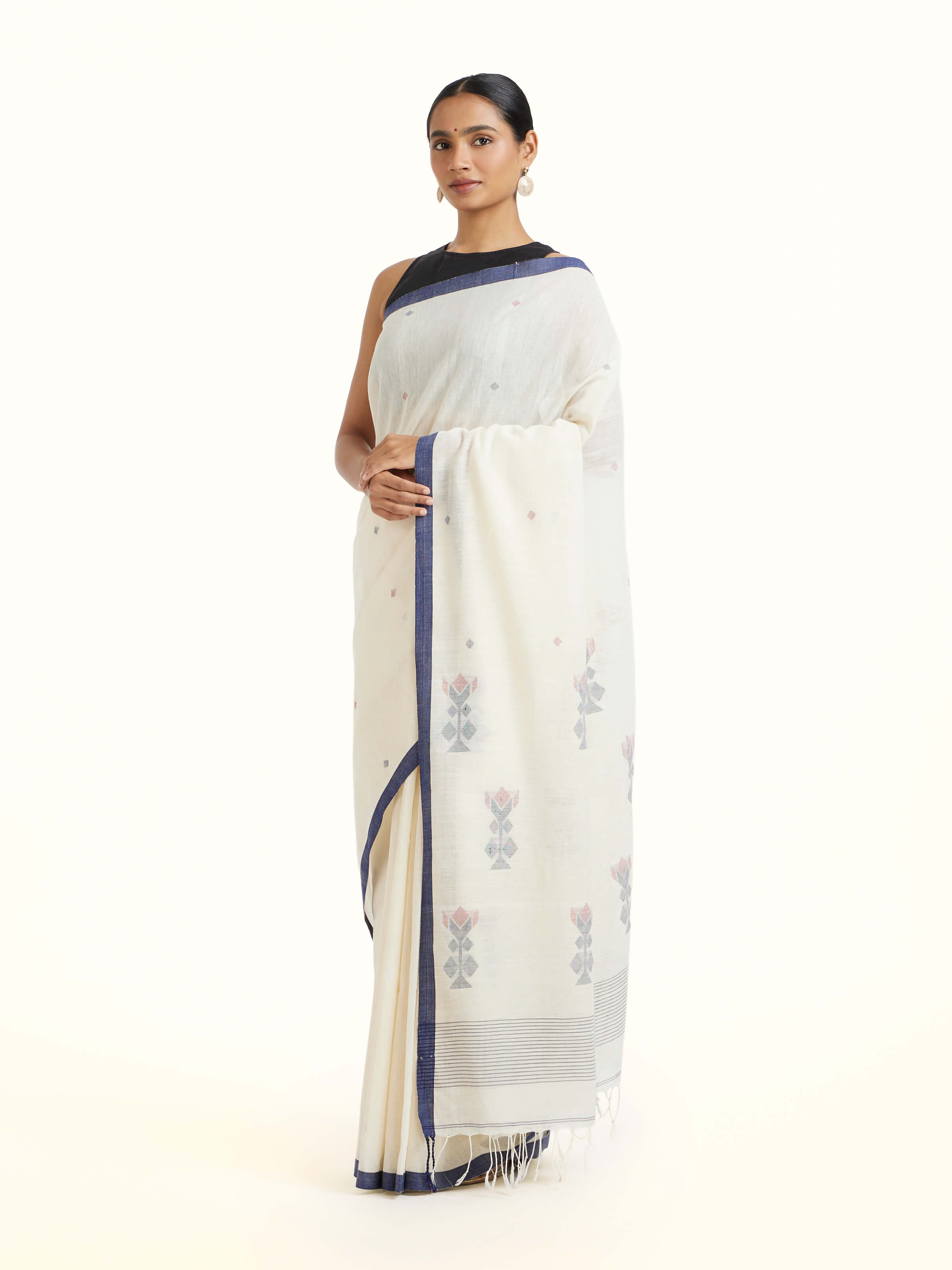 Blue Cotton Bengal Saree