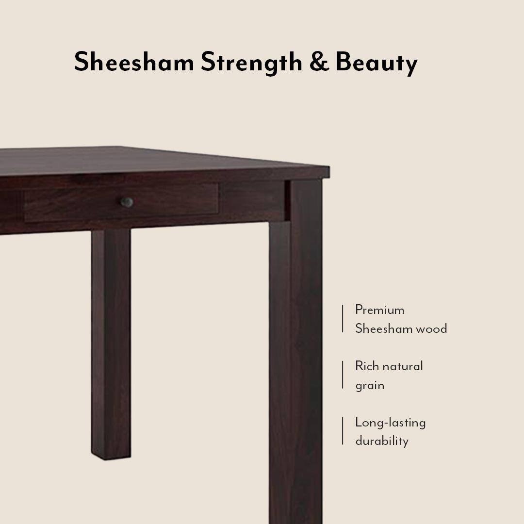 Arabia-Fabio 4 Seater Dining Table With Set Of 4 Chairs (Colour- Matty Yellow, Finish- Mahogany)