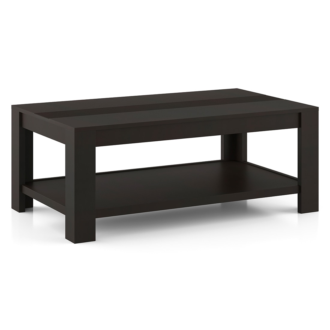 Striado Rectangular Solid Wood Coffee Table In American Walnut Finish