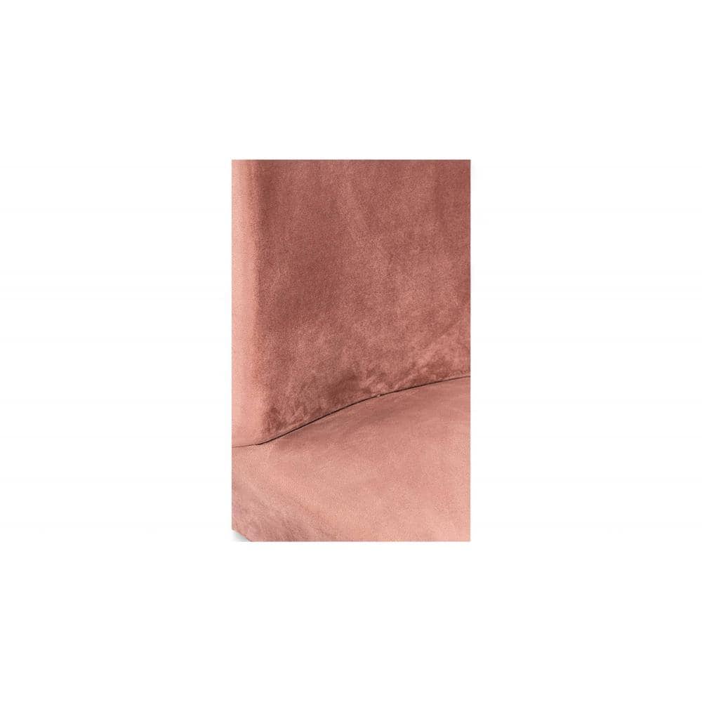 Rosslyn wood Accent Set of 2 Dining Chairs in Coral Pink Velvet Upholstery with TEAK FINISH