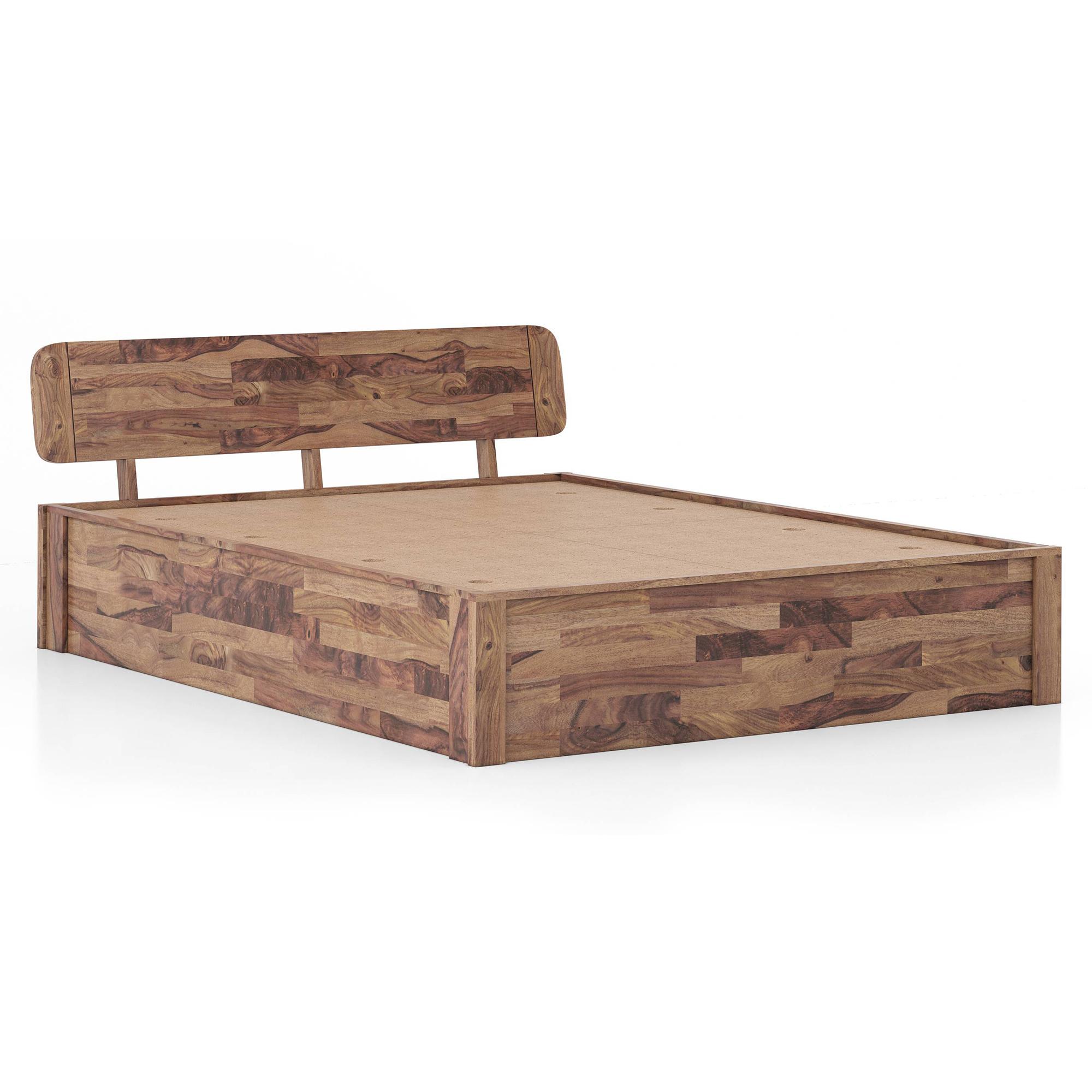 Lucy Queen Size Box Storage Bed Queen Size In Teak Finish