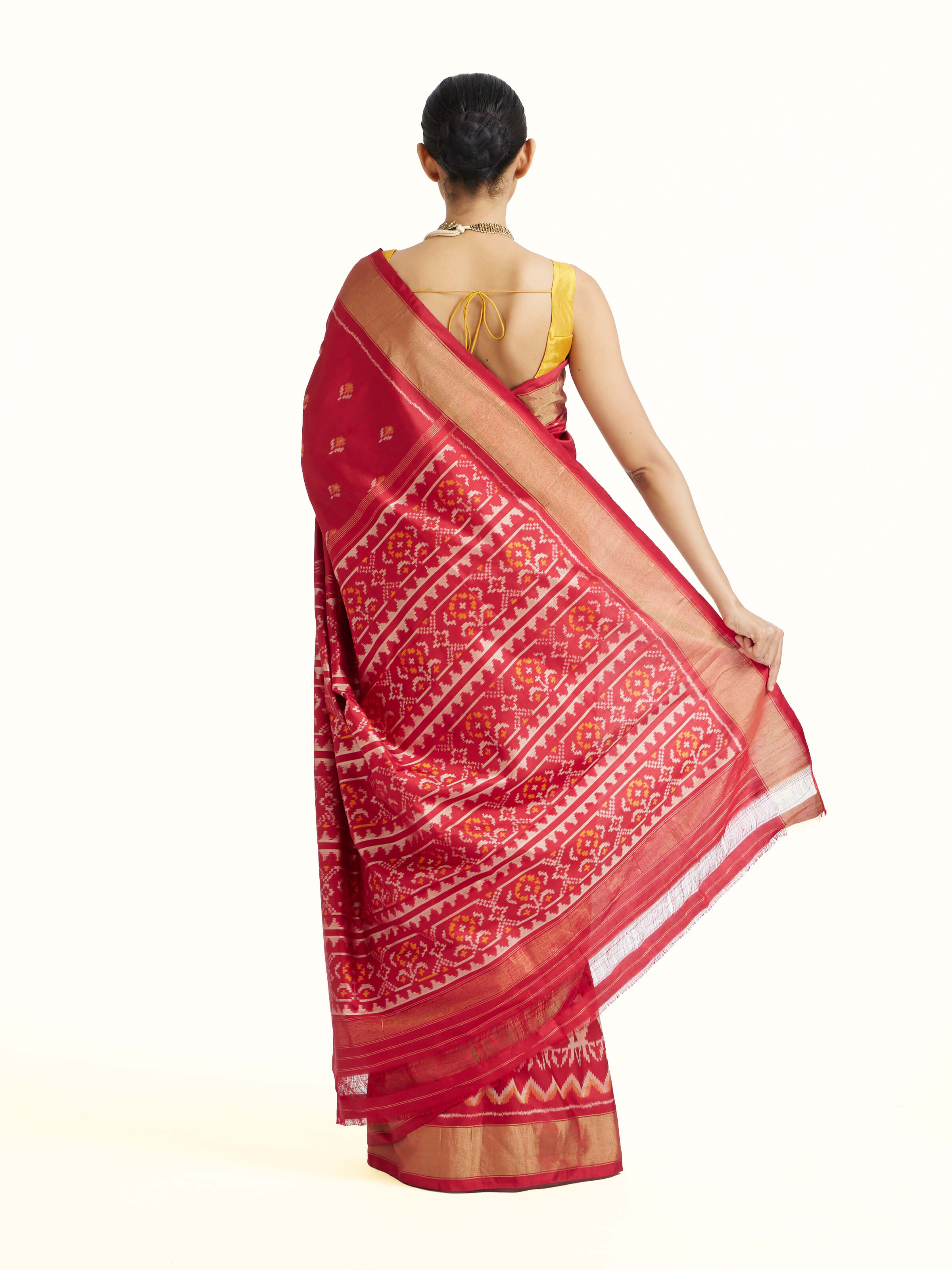 Red Weft Ikat Silk Saree