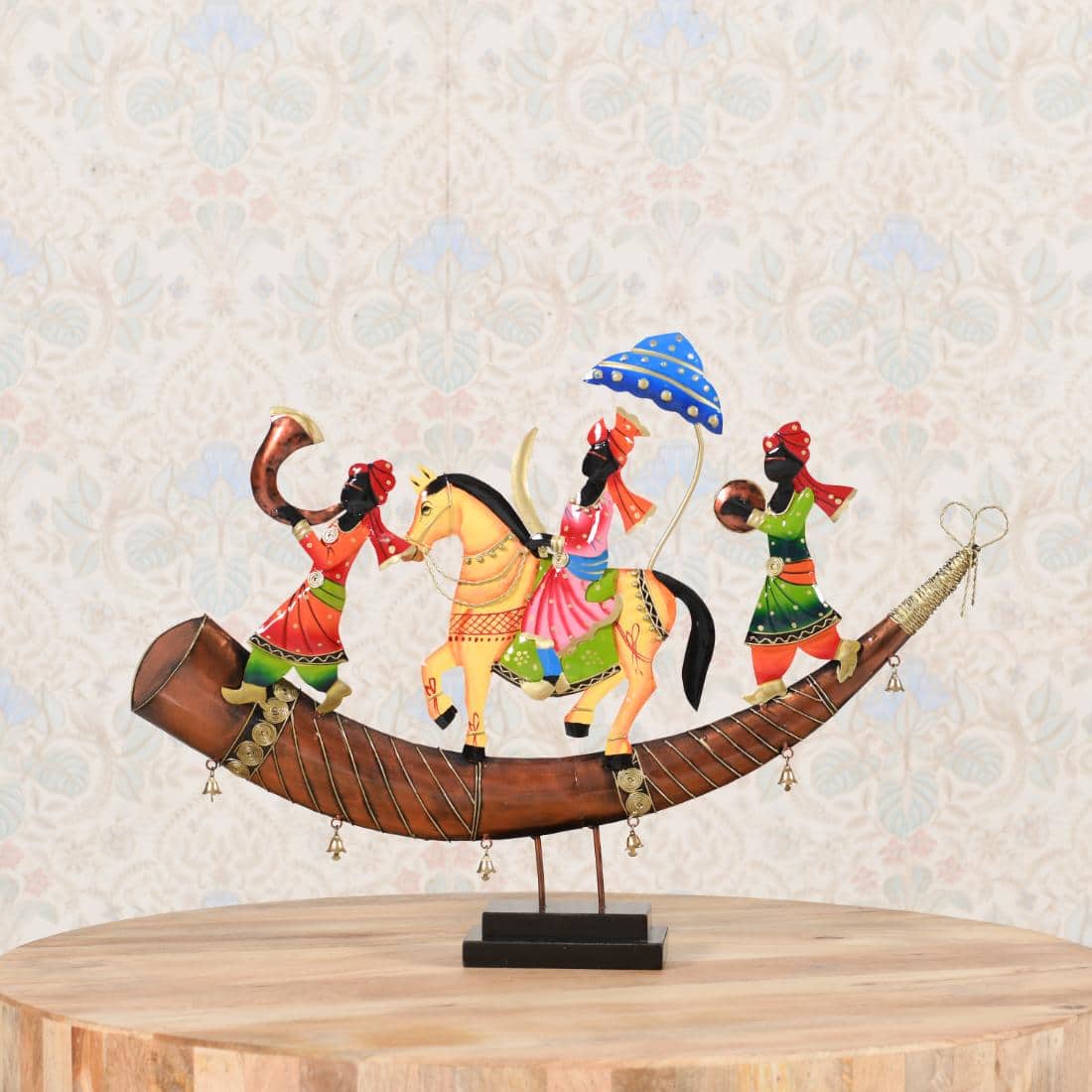 Desert Art Metal Handpainted Royal Baarat Bhopu Momento Showpiece - Desert Art