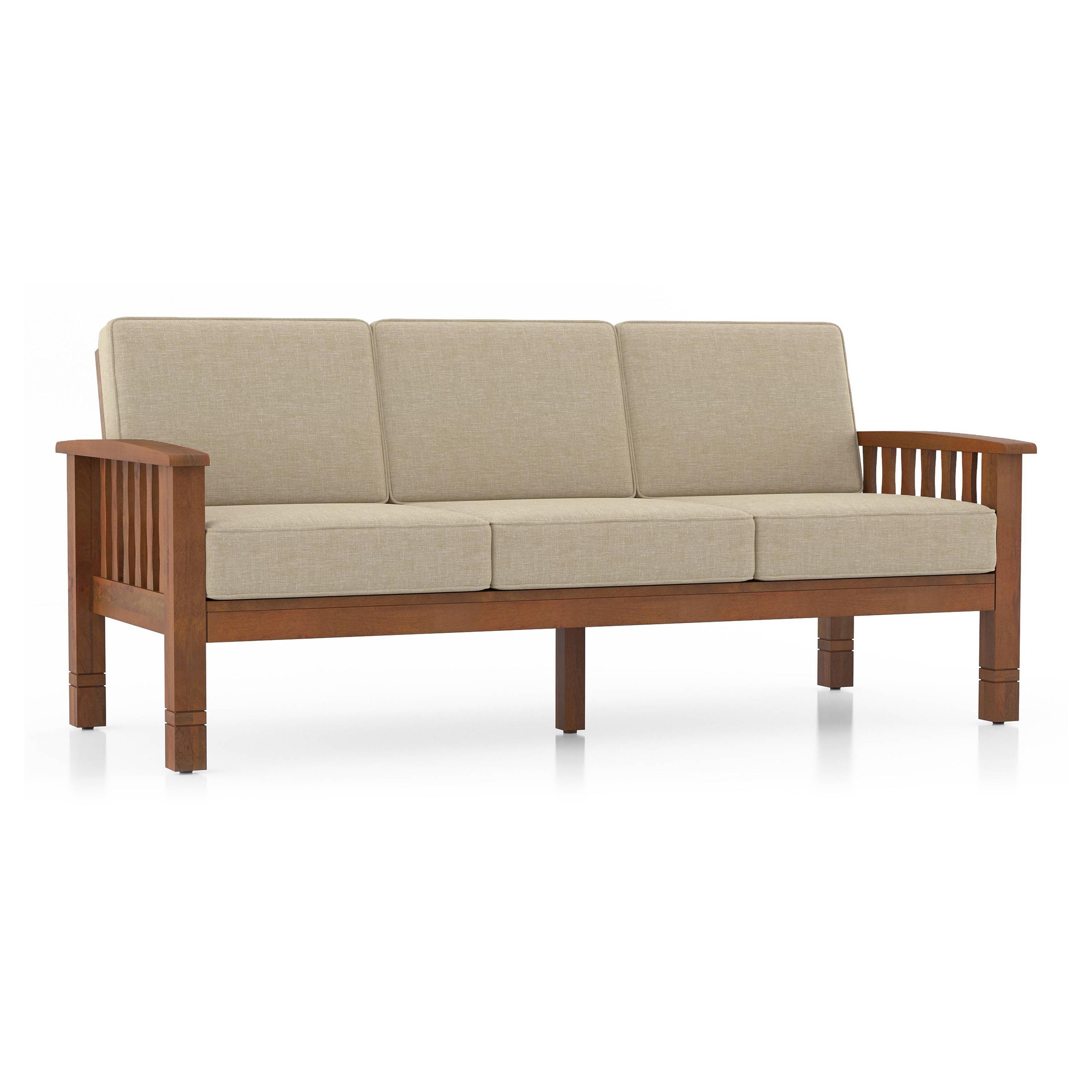 Raynor 3 Seater Wooden Sofa (Macadamia Brown)