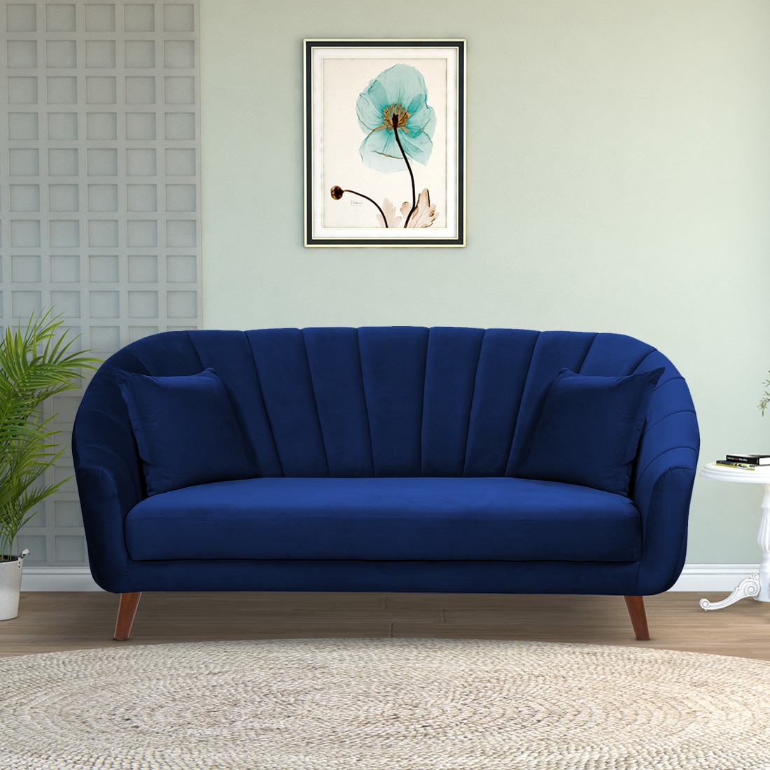 Nilo Velvet 3 Seater Sofa in Navy Blue Colour