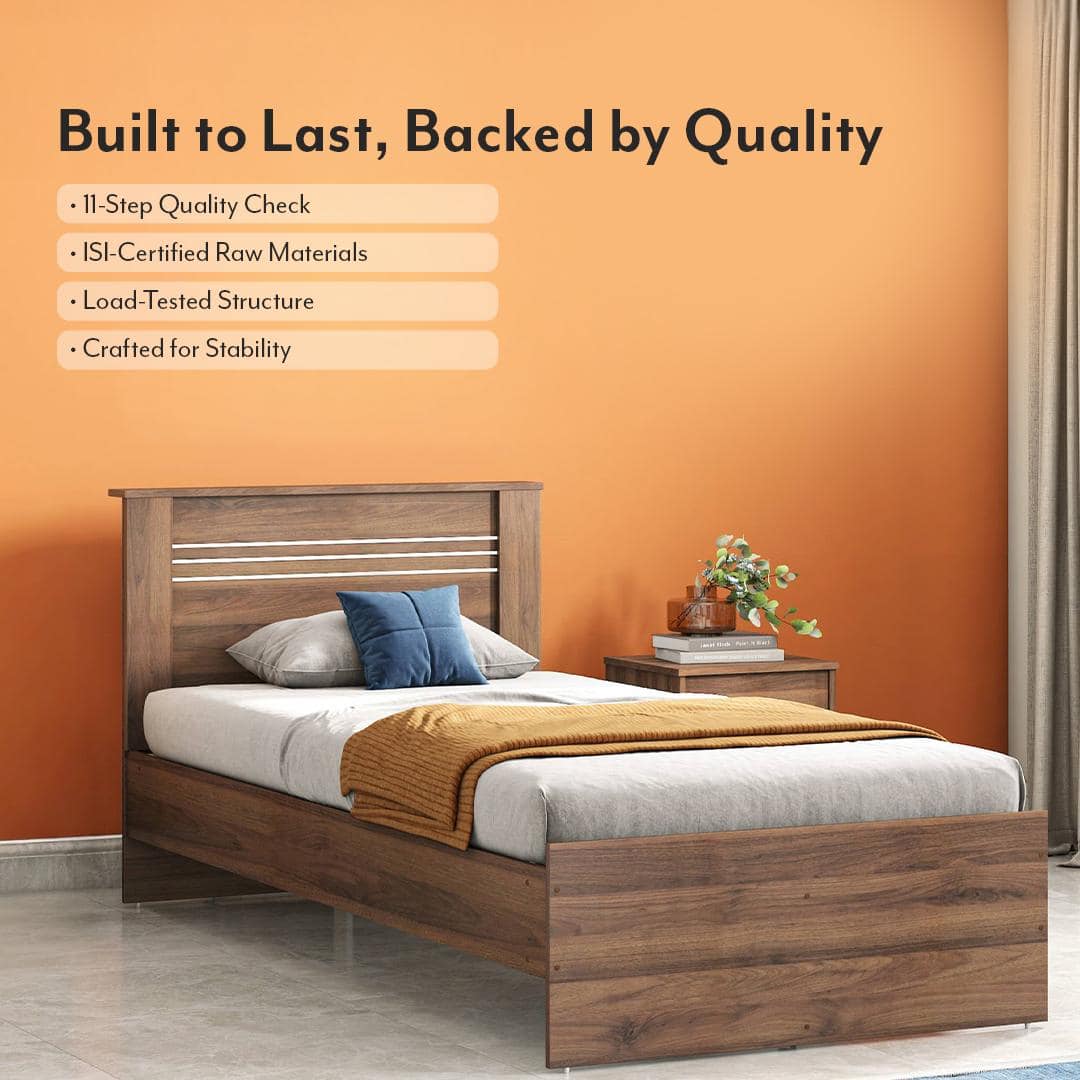 Davis Single Non Storage Bed In Classic Walnut Finish