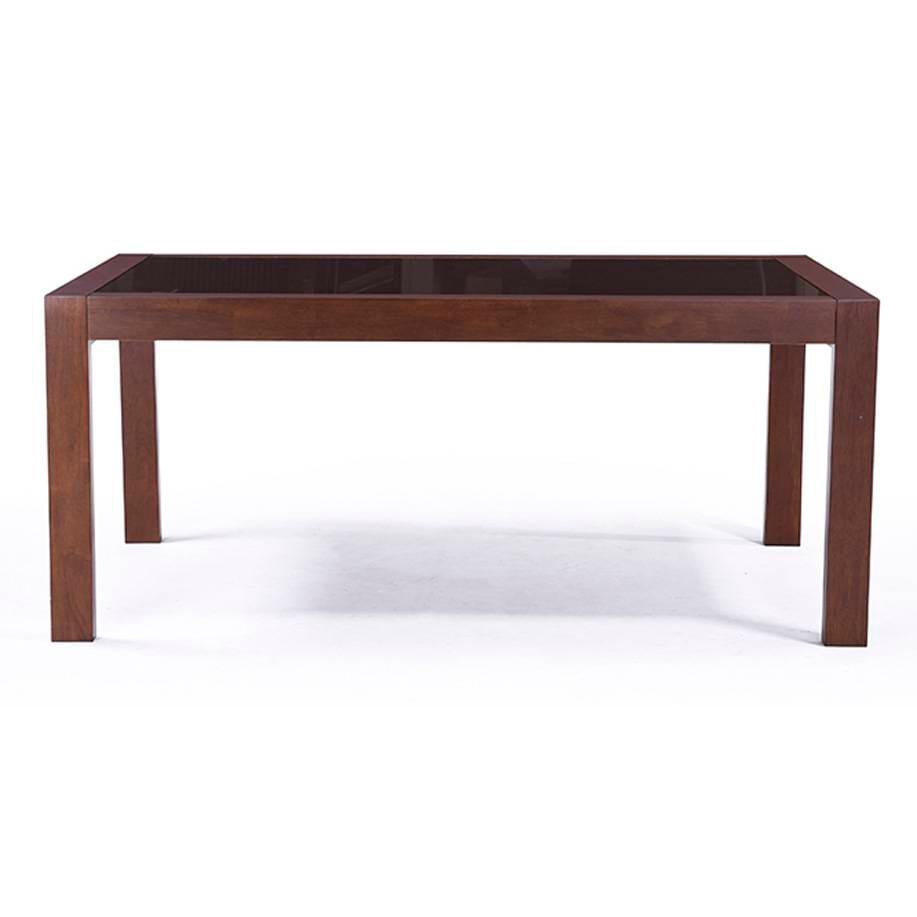 Vanalen Glass 6 To 8 Seater Dining Table In Dark Walnut Finish