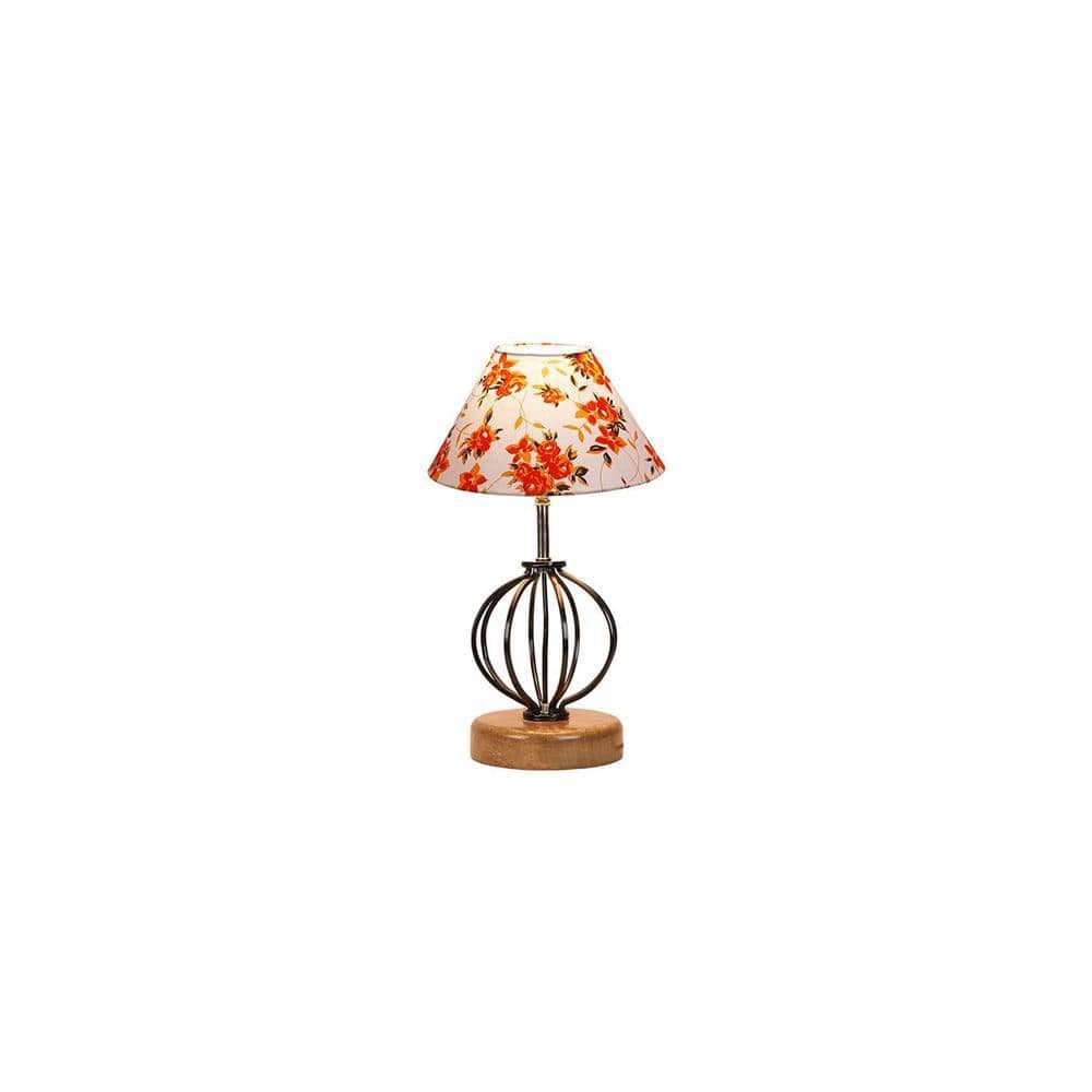 Delaney Multicolor cotton Table lamp with Wood & Iron Base