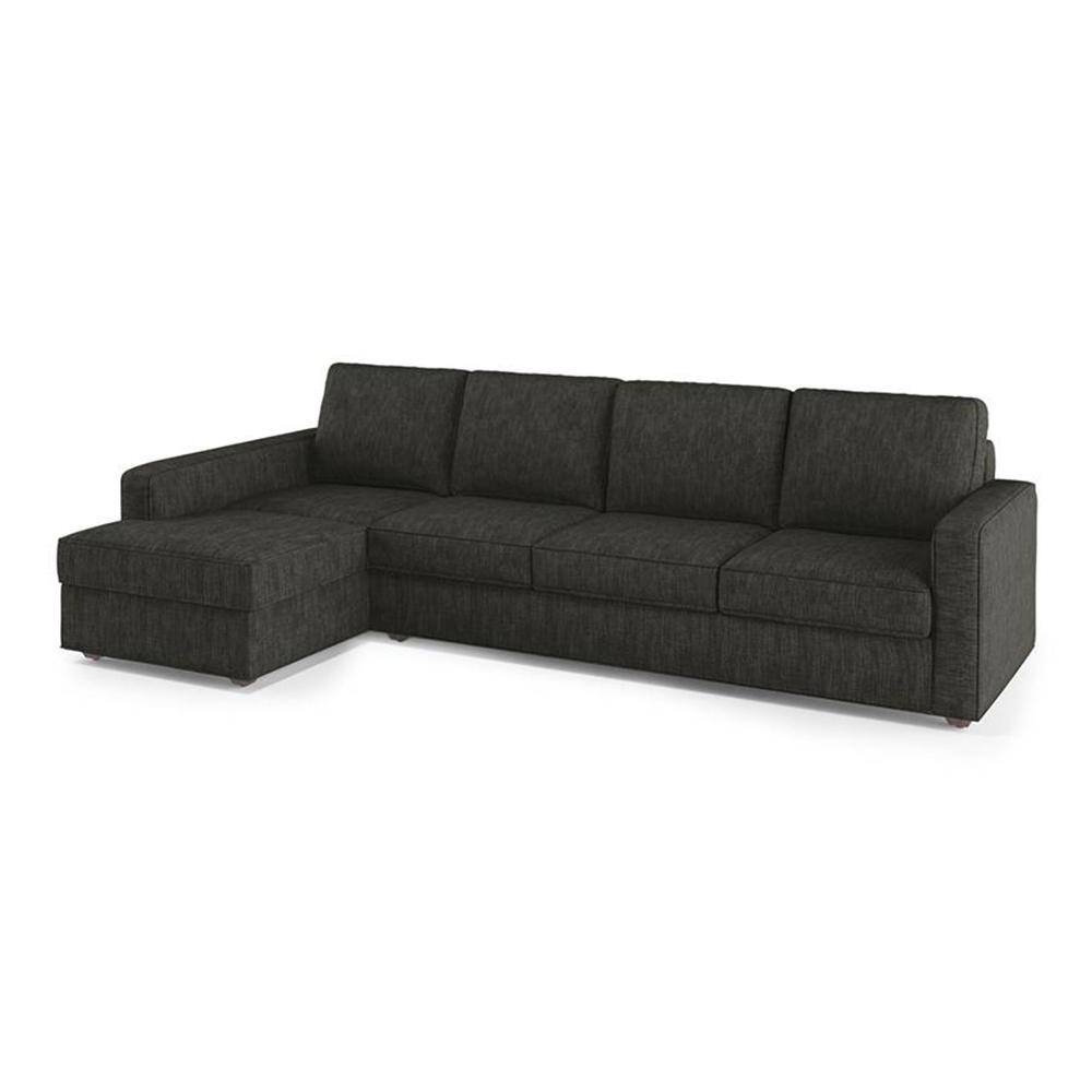 Apollo Fabric Sectional Sofa (Colour : Graphite Grey, Cushion : Soft, Back Type : Regular, Seating Capacity : Left Aligned 3 Seater + Left Aligned Chaise + Ottoman)
