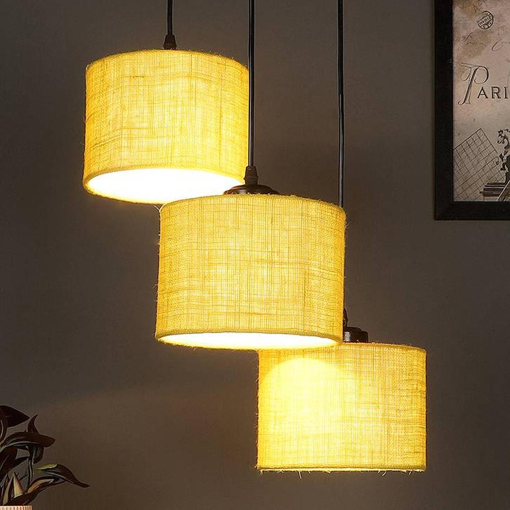 Kendrick Yellow Natural Fiber Cluster Hanging Light