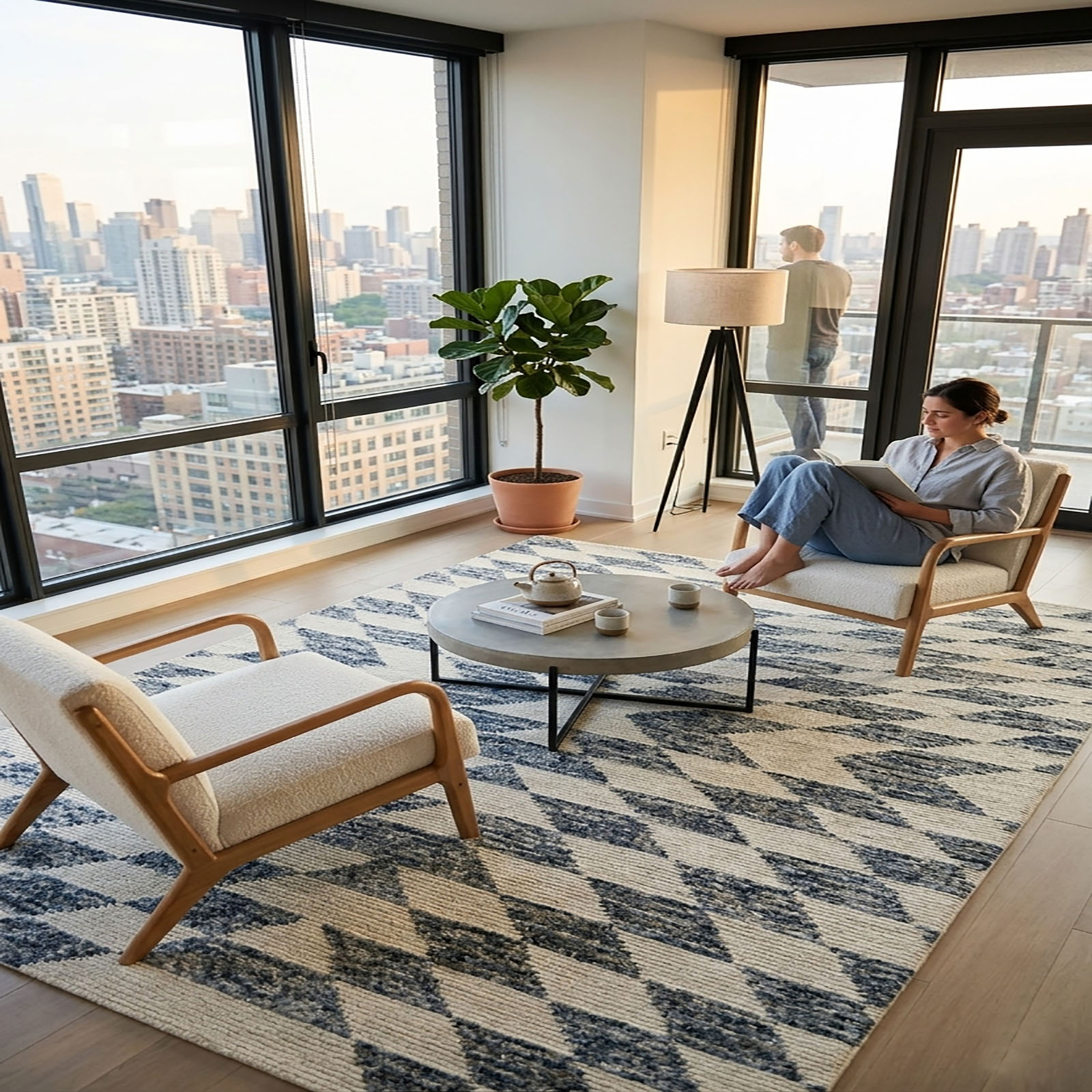 Hand Tufted Wool Chevron Area Rug 60 x 91 - The Woven Legacy