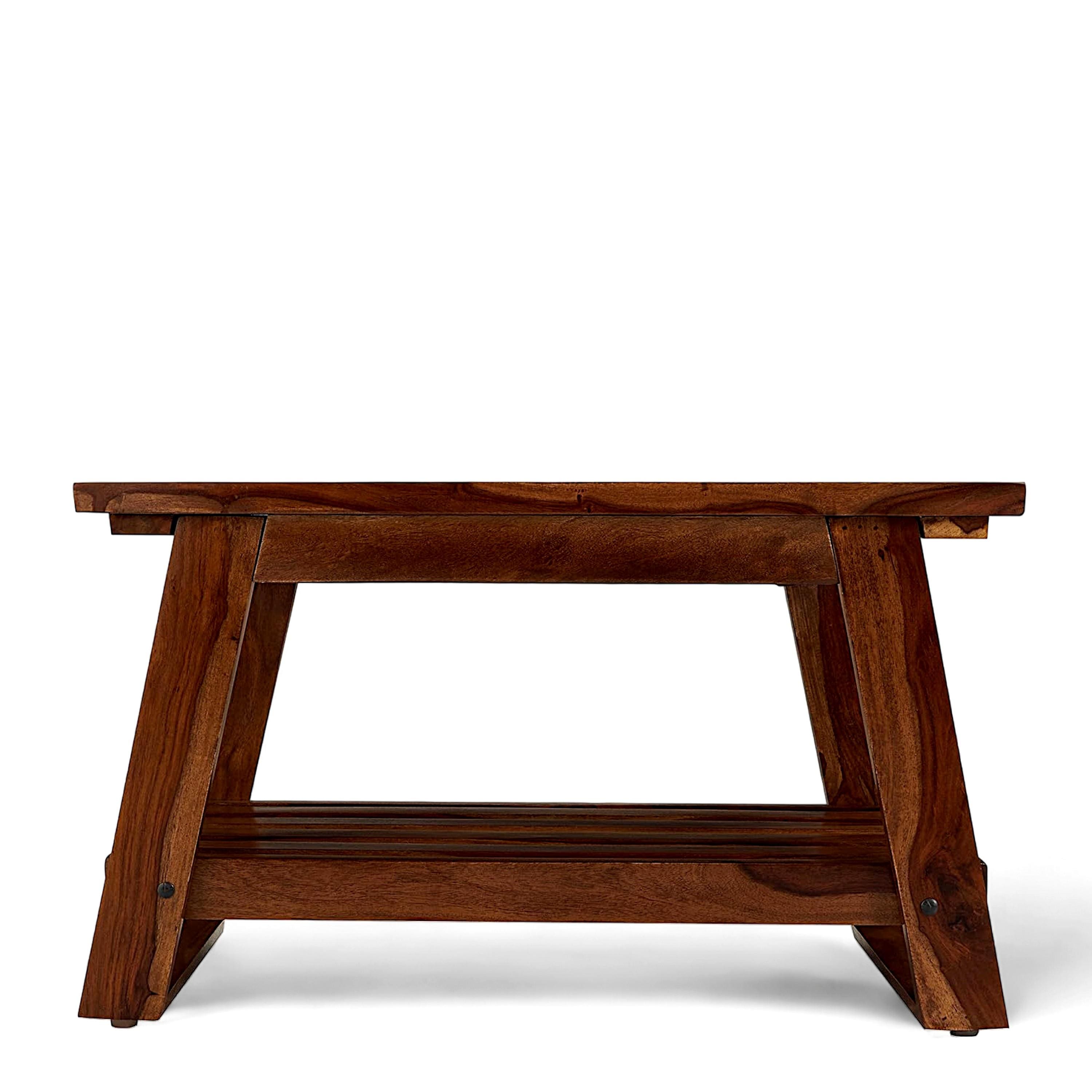Alison Sheesham Wood Accent Rectangle Coffee Table In Natural Teak Finish