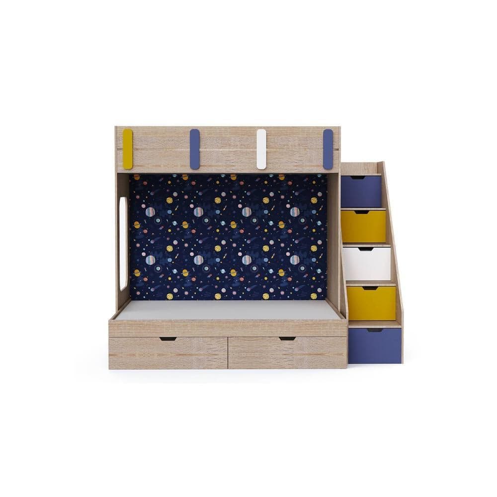 Pattern Dreams Bunk Bed with Storage in Oak Colour BKBB016