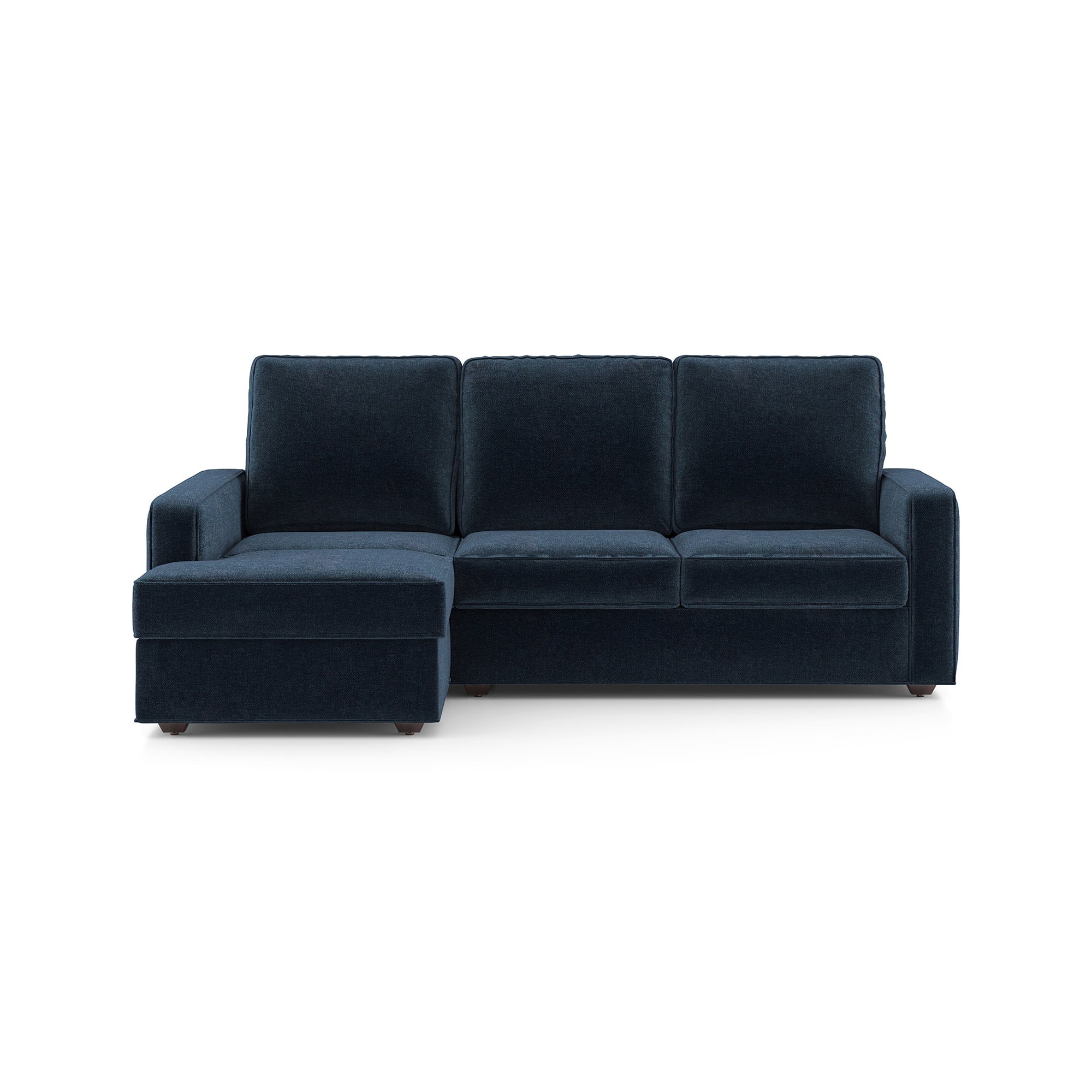Apollo Sofa (Colour : Cobalt, Cushion : Soft, Back Type : High Back, Seating Capacity : Left Aligned 2 Seater + Left Aligned Chaise) - Urban Ladder