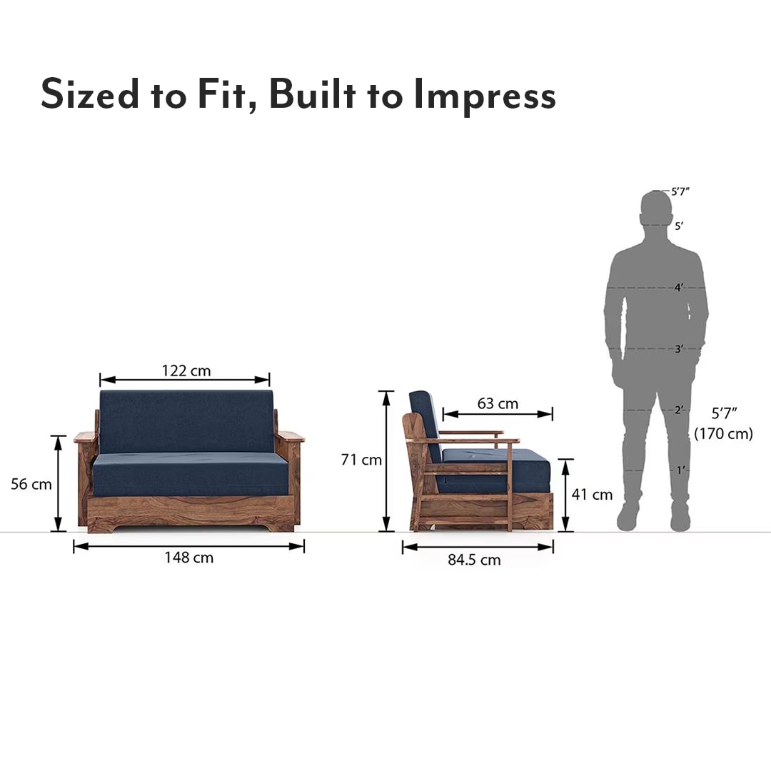 Mahim Compact 3 Seater Sofa cum Bed With Storage in Lapis Blue Colour