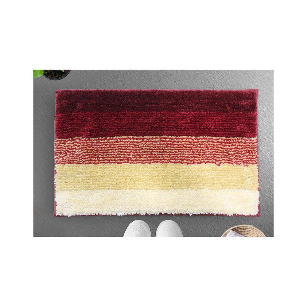 Lexi Maroon Solid Natural Fiber 24x16 inches Anti-Skid Bath Mat