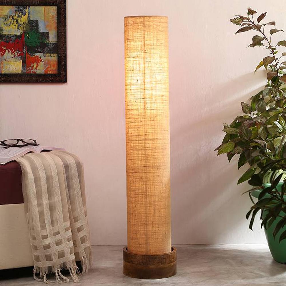 Carly Beige Cotton Shade Floor Lamp