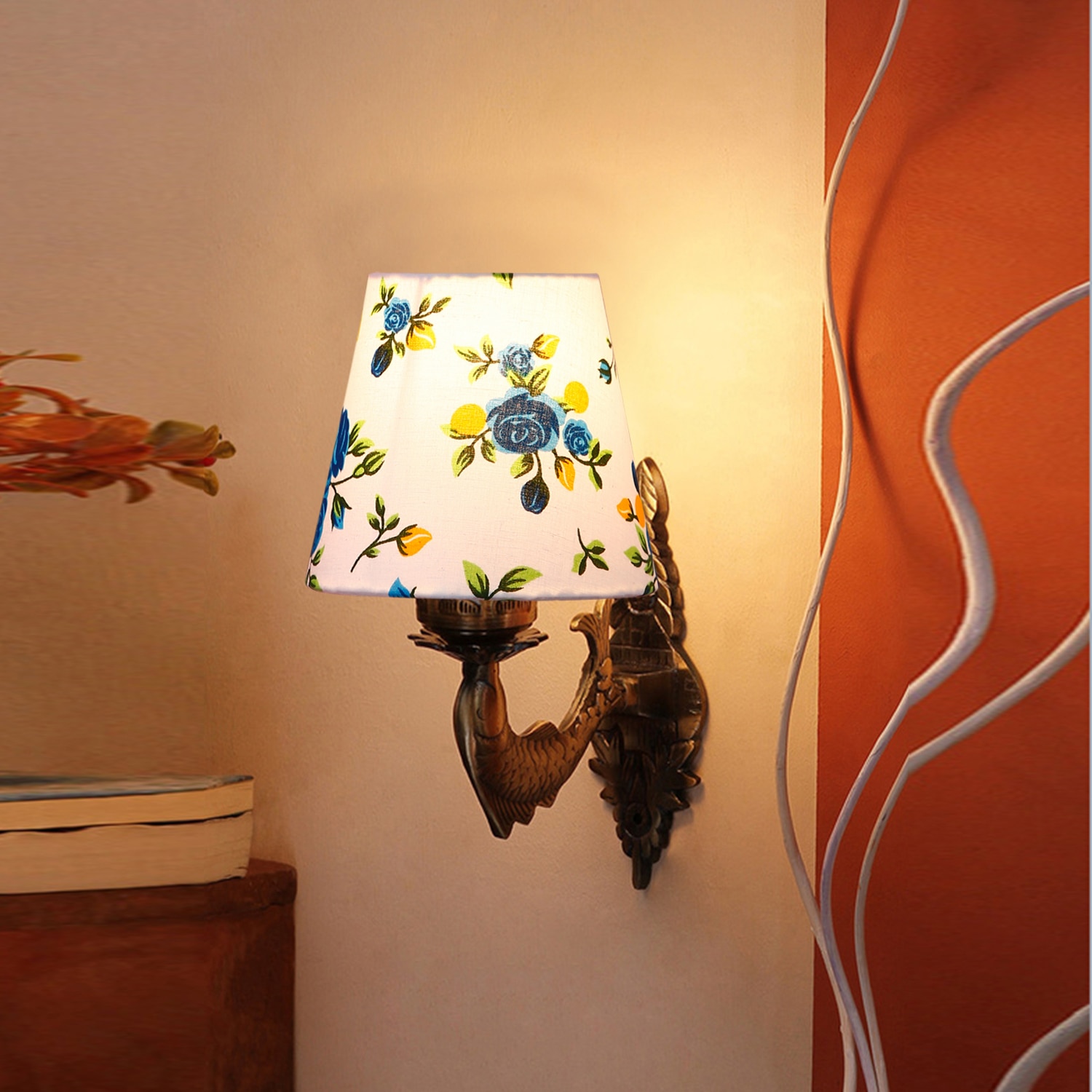 Devansh Metal Electric Wall Light in Antique Gold Colour with Multi Shade Count of 1 Light - Devansh