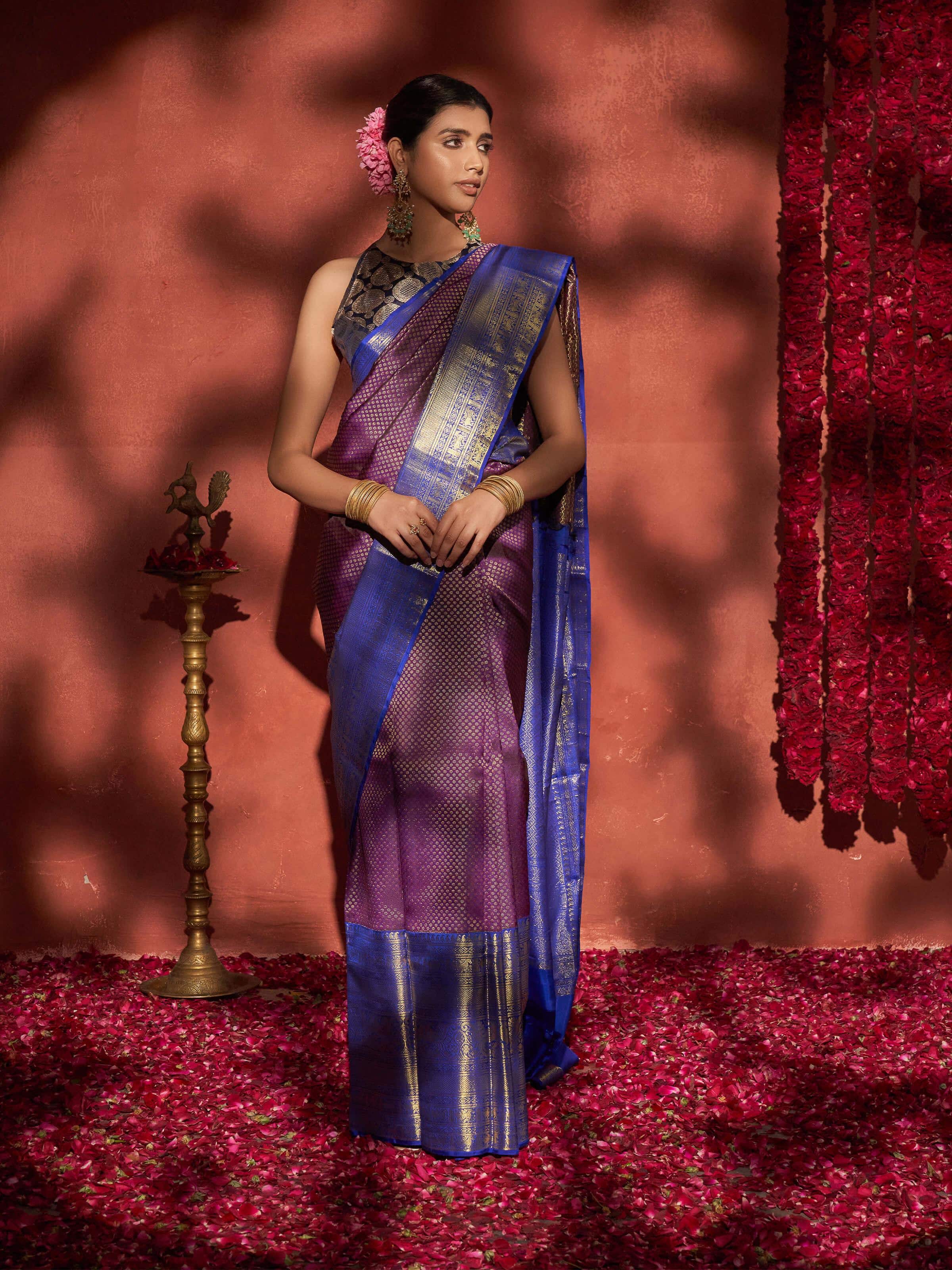 Purple Silk Dharmavaram Saree